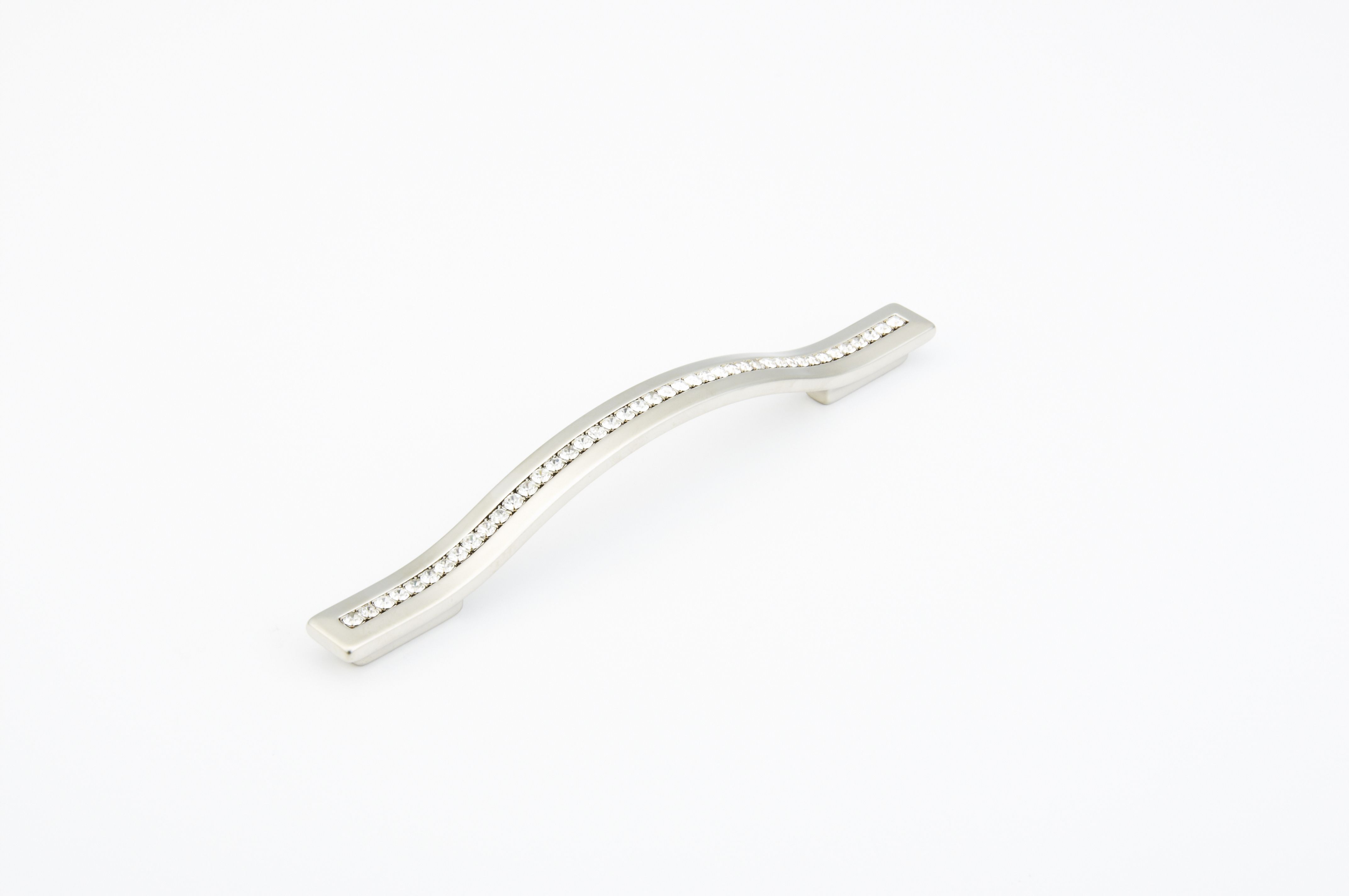 Schaub 302-15 128mm to 160mm Center to Center Skyevale Cabinet Pull with Crystals Satin Nickel Finish Sparrow Supply