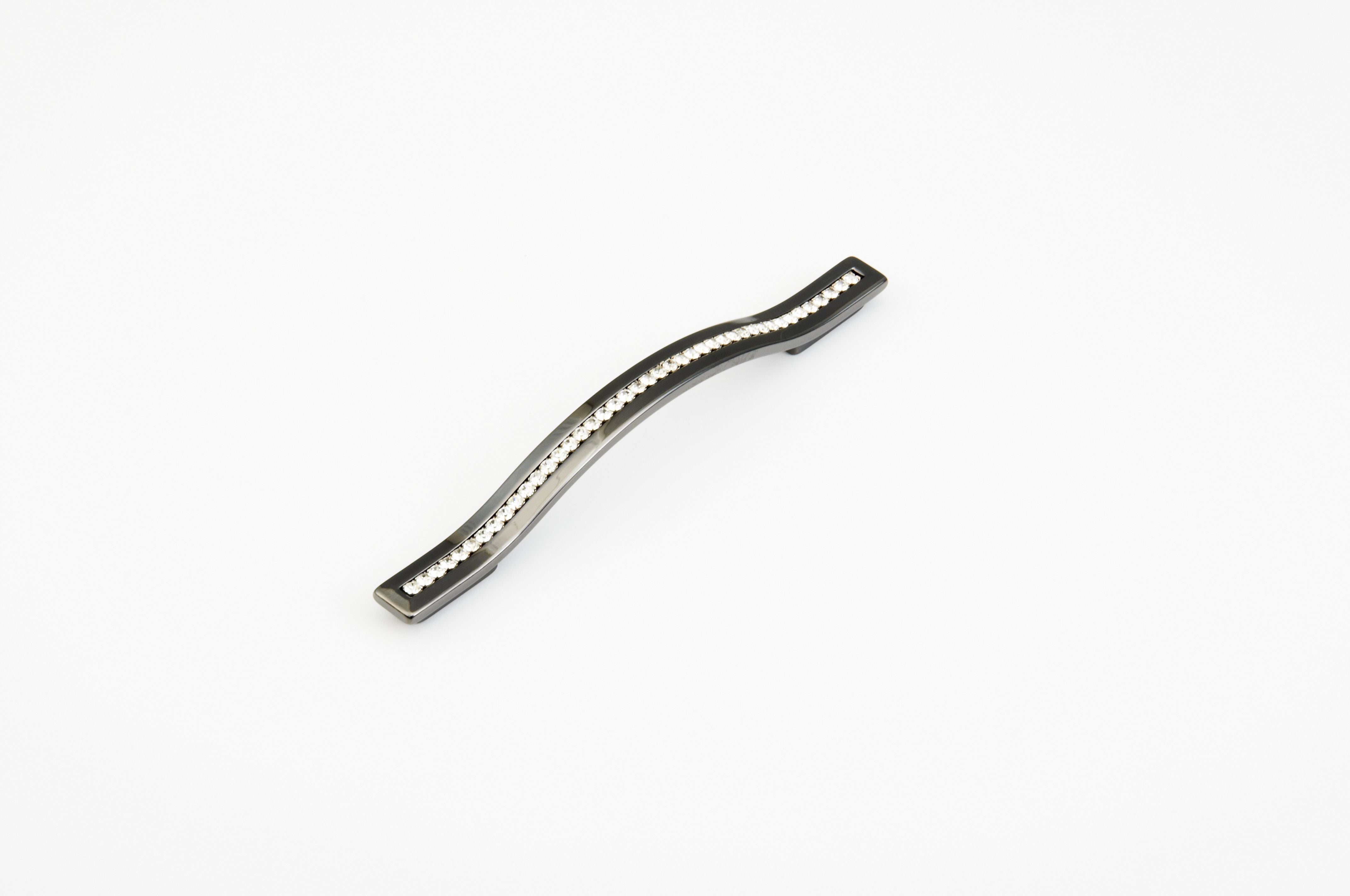 Schaub 302-BC 128mm to 160mm Center to Center Skyevale Cabinet Pull with Crystals Black Chrome Finish Sparrow Supply