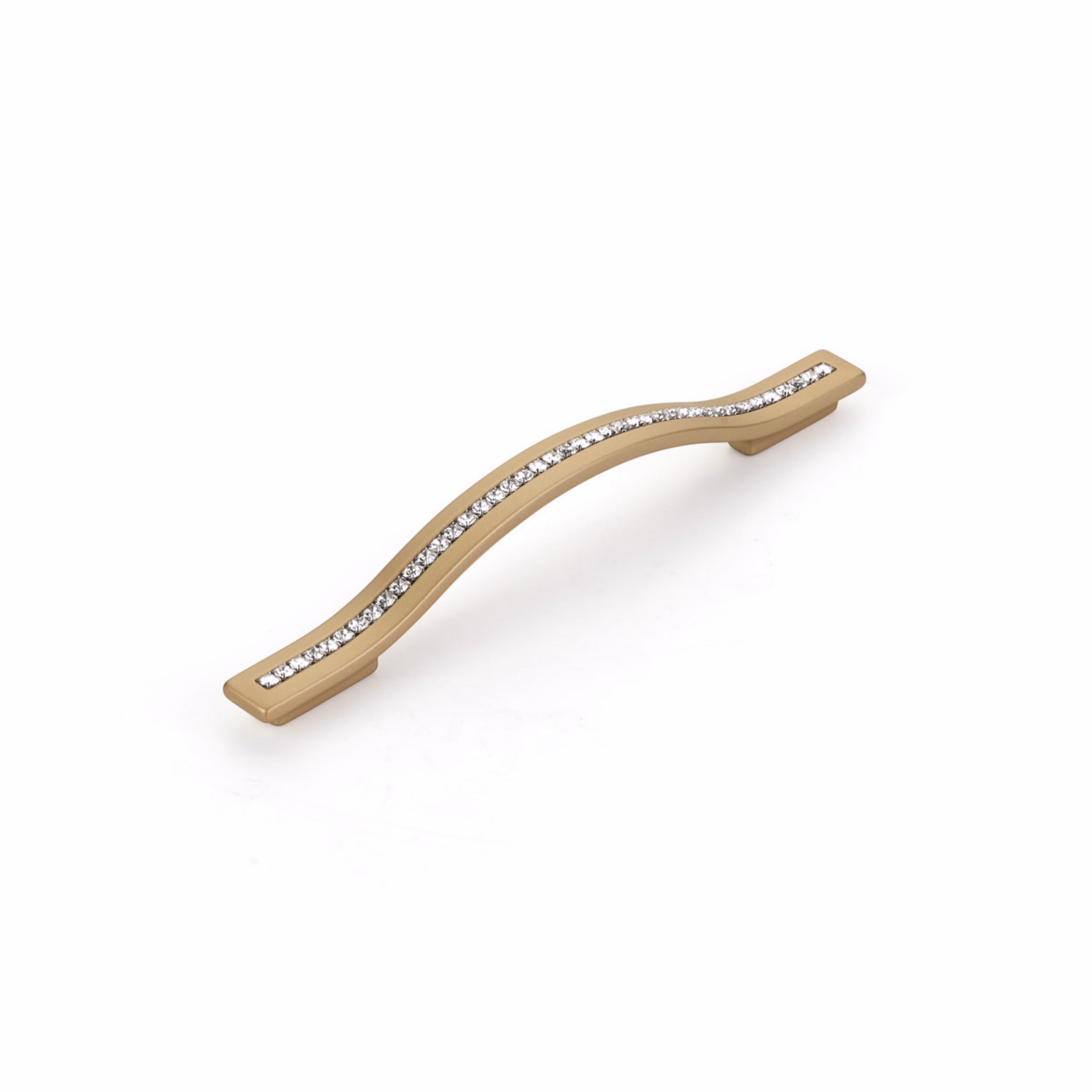 Schaub 302-SSB 128mm to 160mm Center to Center Skyevale Cabinet Pull with Crystals Signature Satin Brass Finish Sparrow Supply