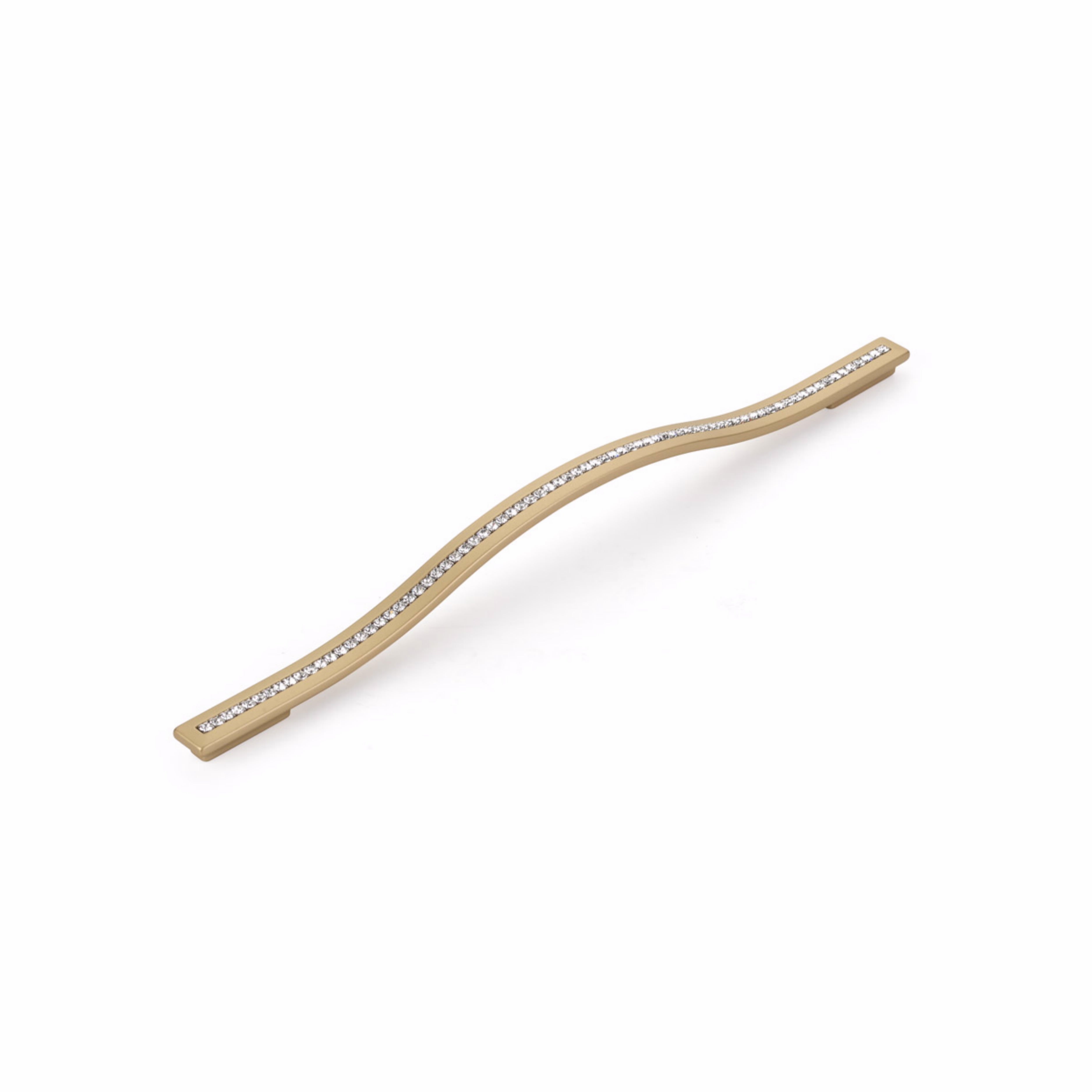 Schaub 303-SSB 288mm to 320mm Center to Center Skyevale Cabinet Pull with Crystals Signature Satin Brass Finish Sparrow Supply