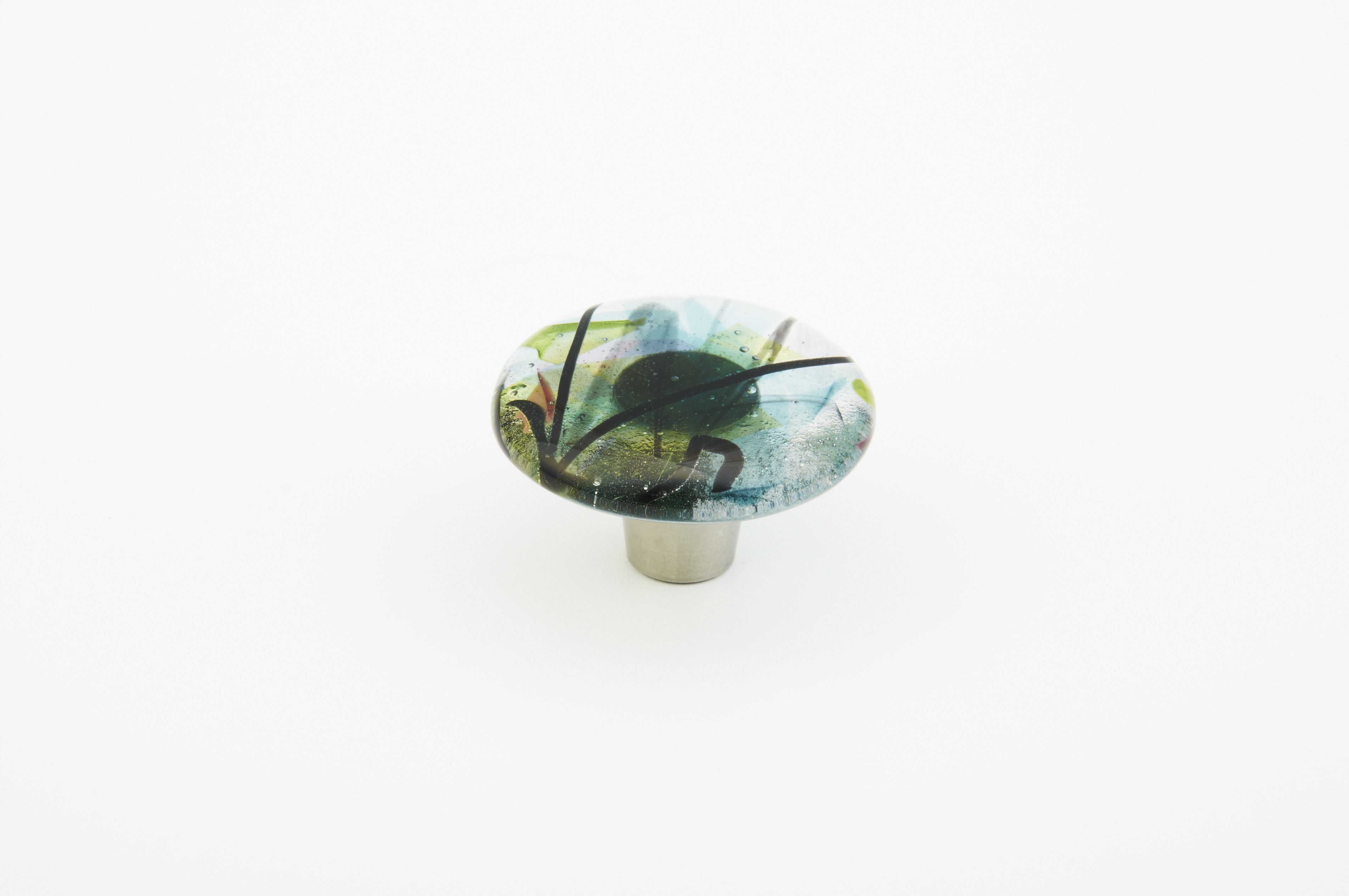 Schaub 31-COT 1-1/2" Round Glass Ice Cabinet Knob Confetti Turquoise Finish Sparrow Supply