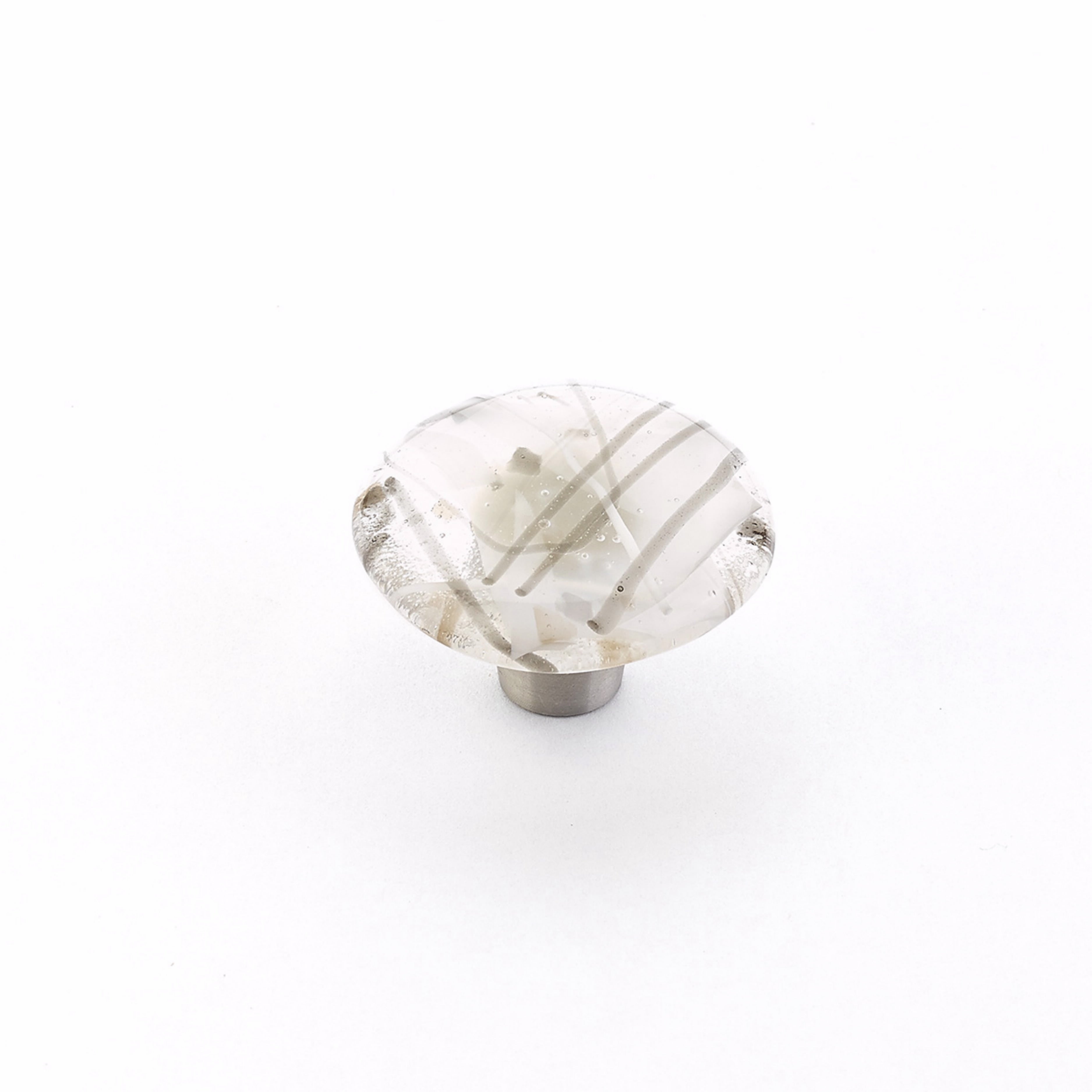 Schaub 31-CWG 1-1/2" Round Glass Ice Cabinet Knob Confetti White Grey Finish Sparrow Supply