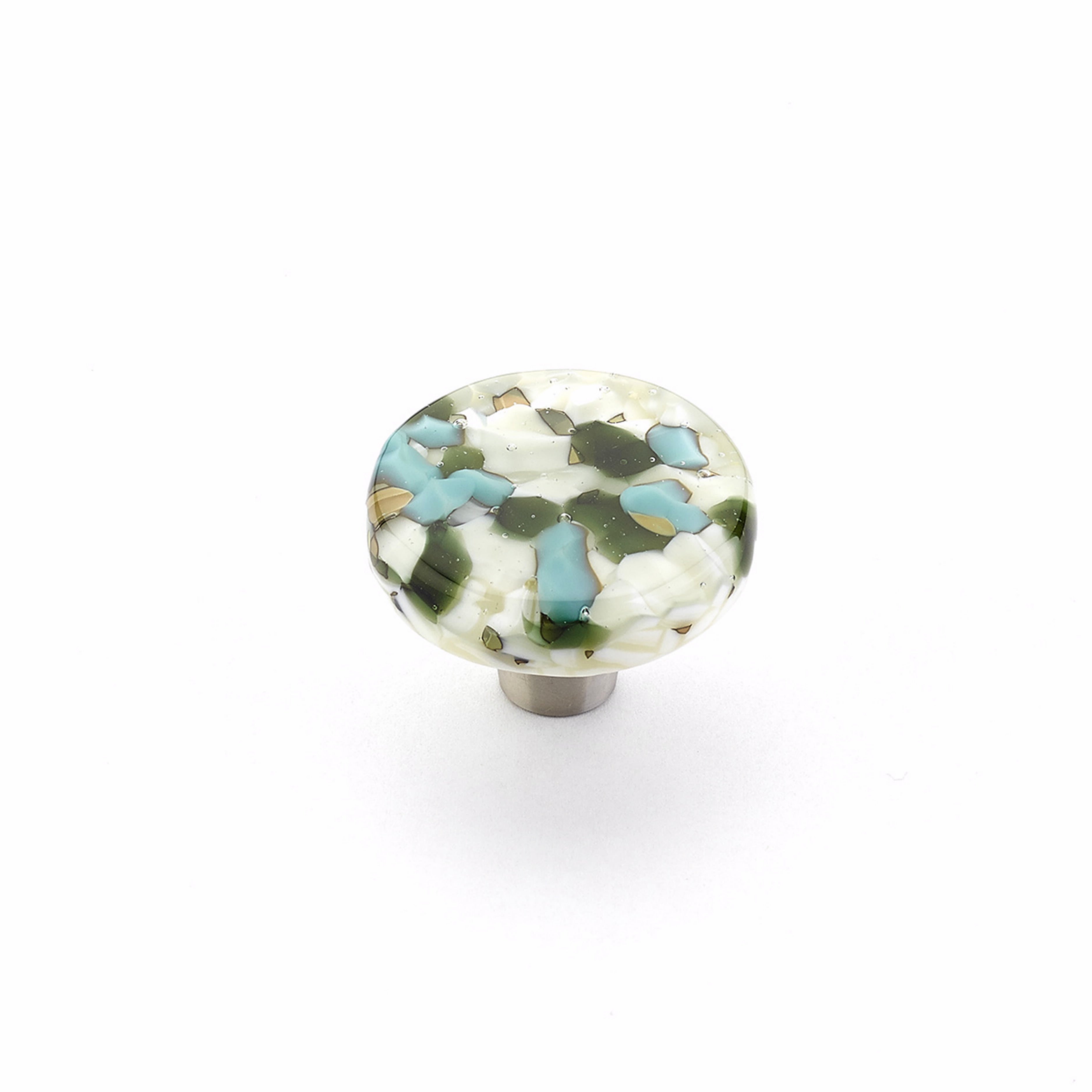 Schaub 31-GBP 1-1/2" Round Glass Ice Cabinet Knob Green Blue Pebbles Finish Sparrow Supply