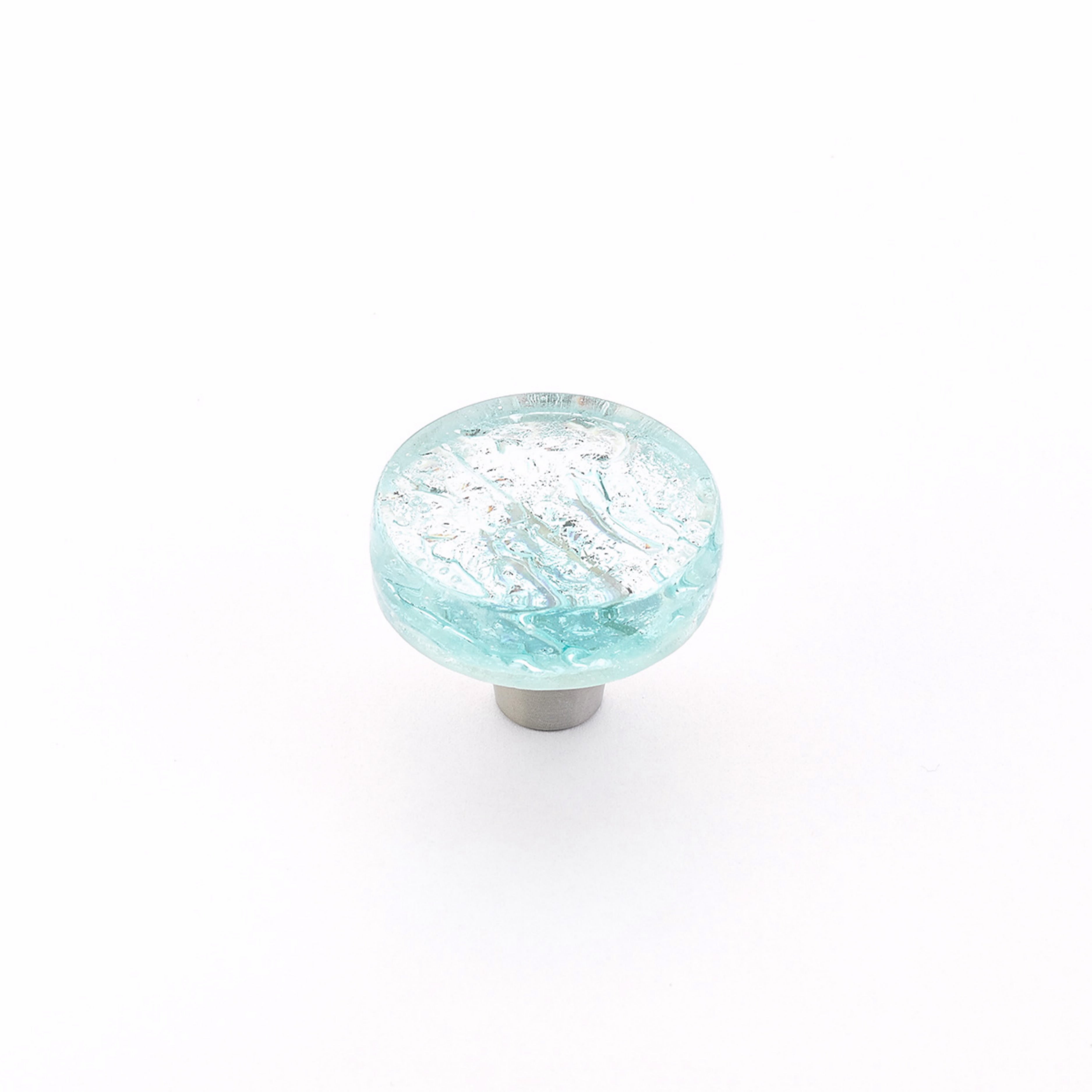 Schaub 31-PAQ 1-1/2" Round Glass Ice Cabinet Knob Pearl Aqua Finish Sparrow Supply
