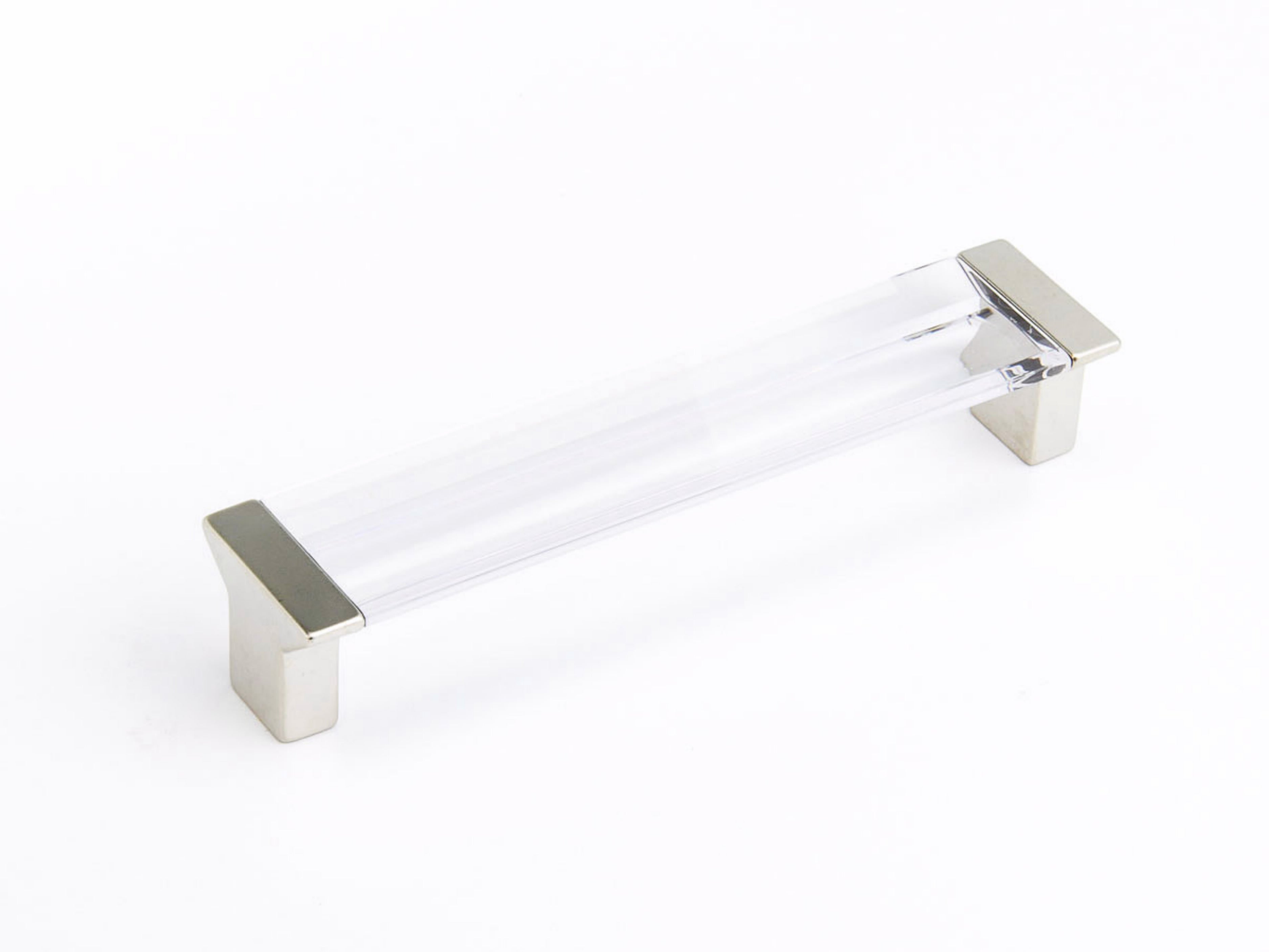 Schaub 316-15-CL 5-1/16" Center to Center Positano Clear Cabinet Pull Satin Nickel Finish Sparrow Supply