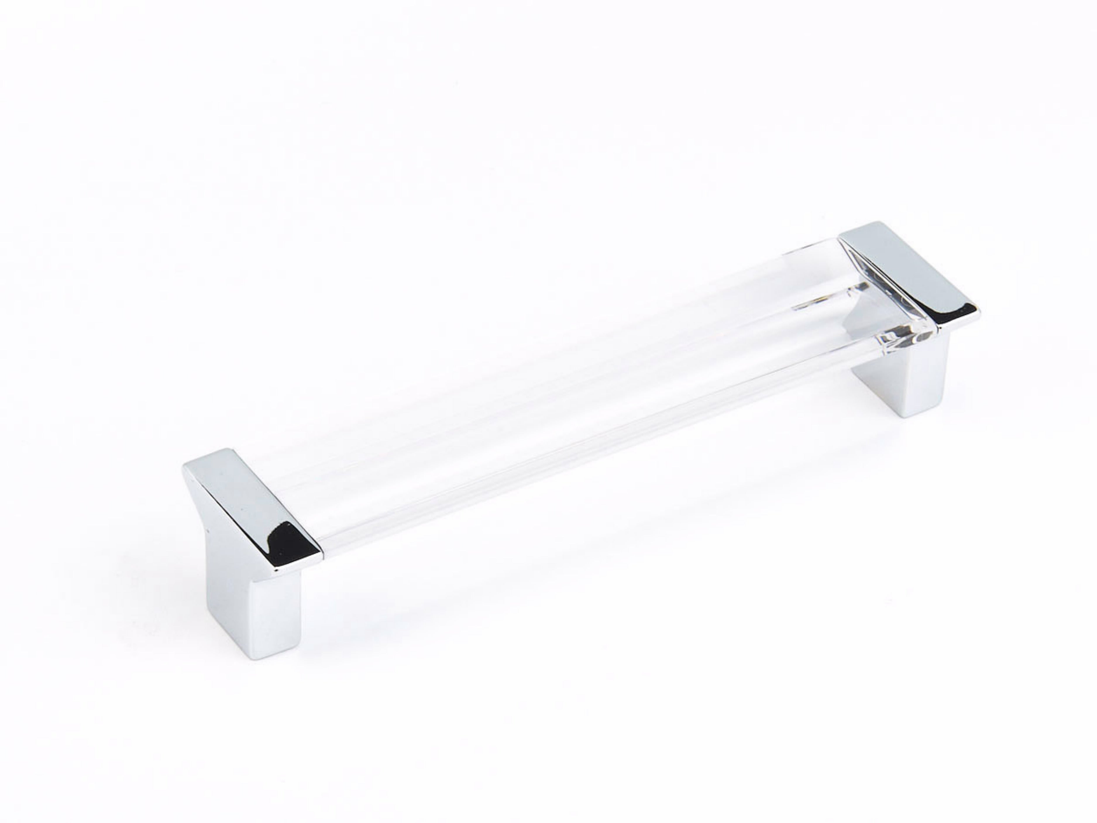Schaub 316-26-CL 5-1/16" Center to Center Positano Clear Cabinet Pull Polished Chrome Finish Sparrow Supply