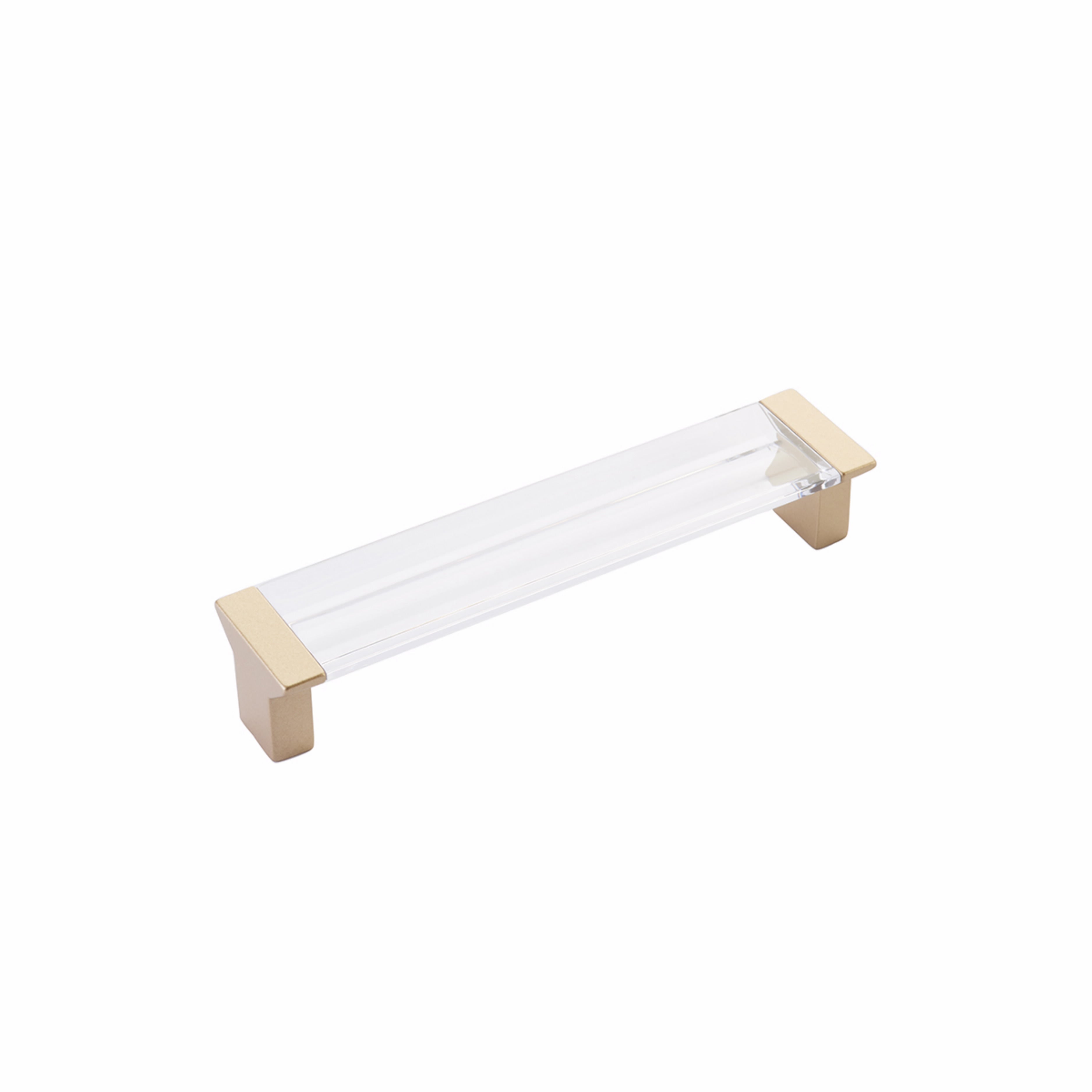 Schaub 316-SSB-CL 5-1/16" Center to Center Positano Clear Cabinet Pull Signature Satin Brass Finish Sparrow Supply