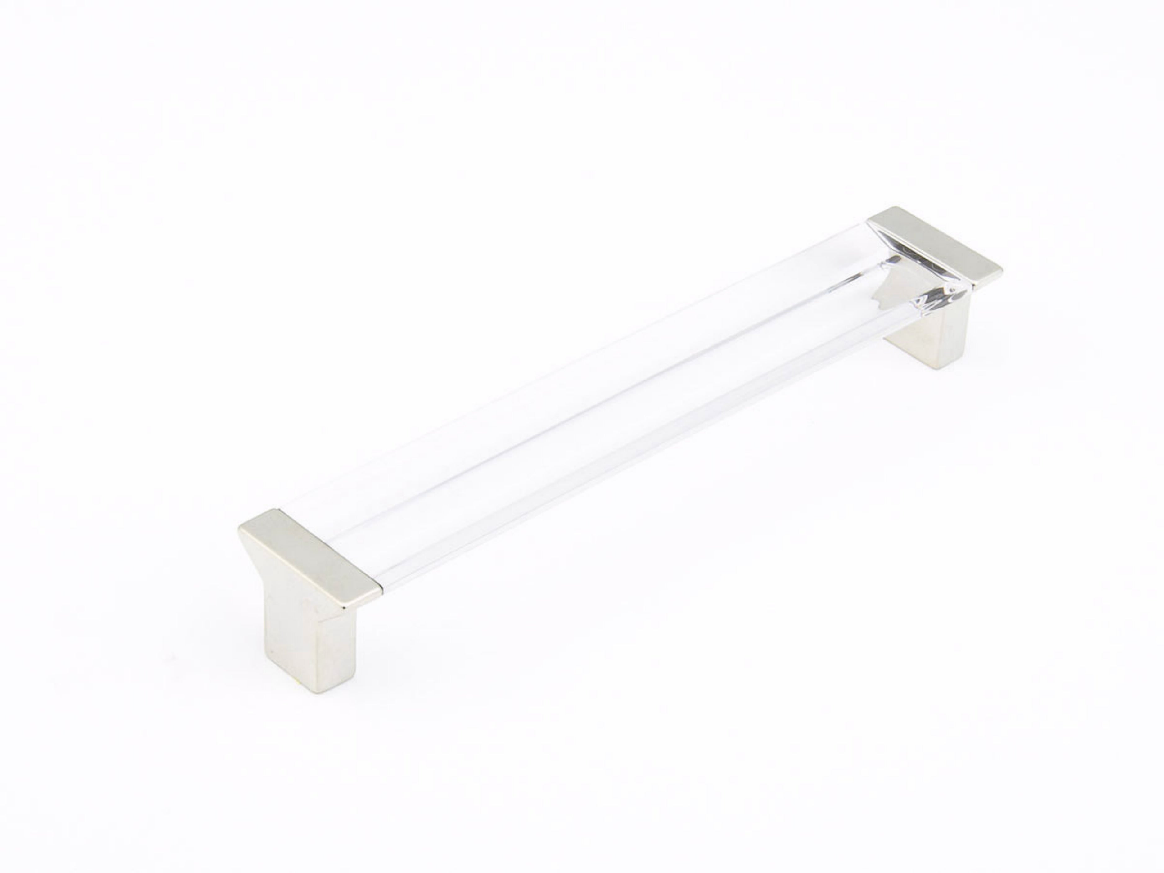 Schaub 317-15-CL 6-5/16" Center to Center Positano Clear Cabinet Pull Satin Nickel Finish Sparrow Supply