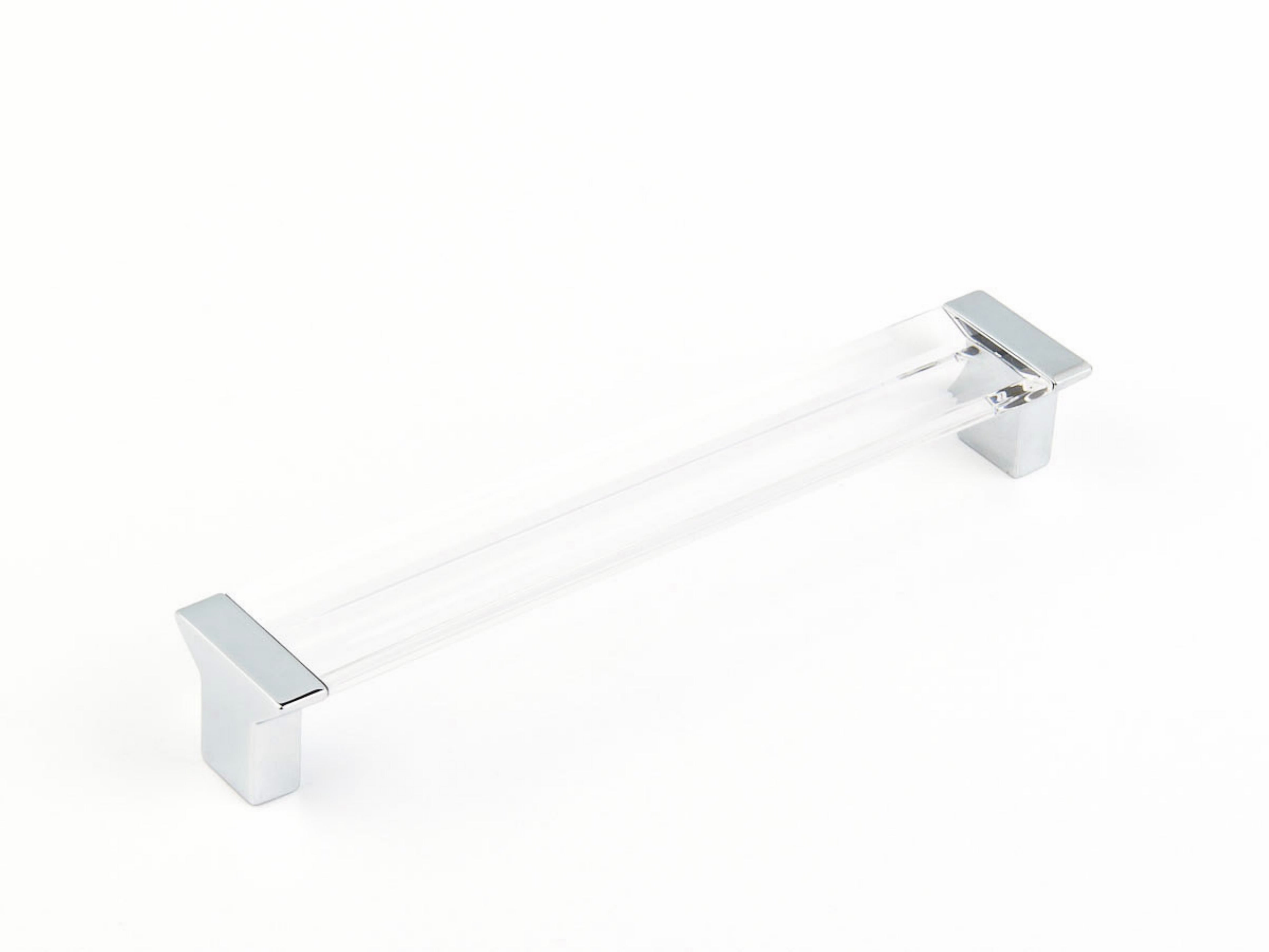 Schaub 317-26-CL 6-5/16" Center to Center Positano Clear Cabinet Pull Polished Chrome Finish Sparrow Supply