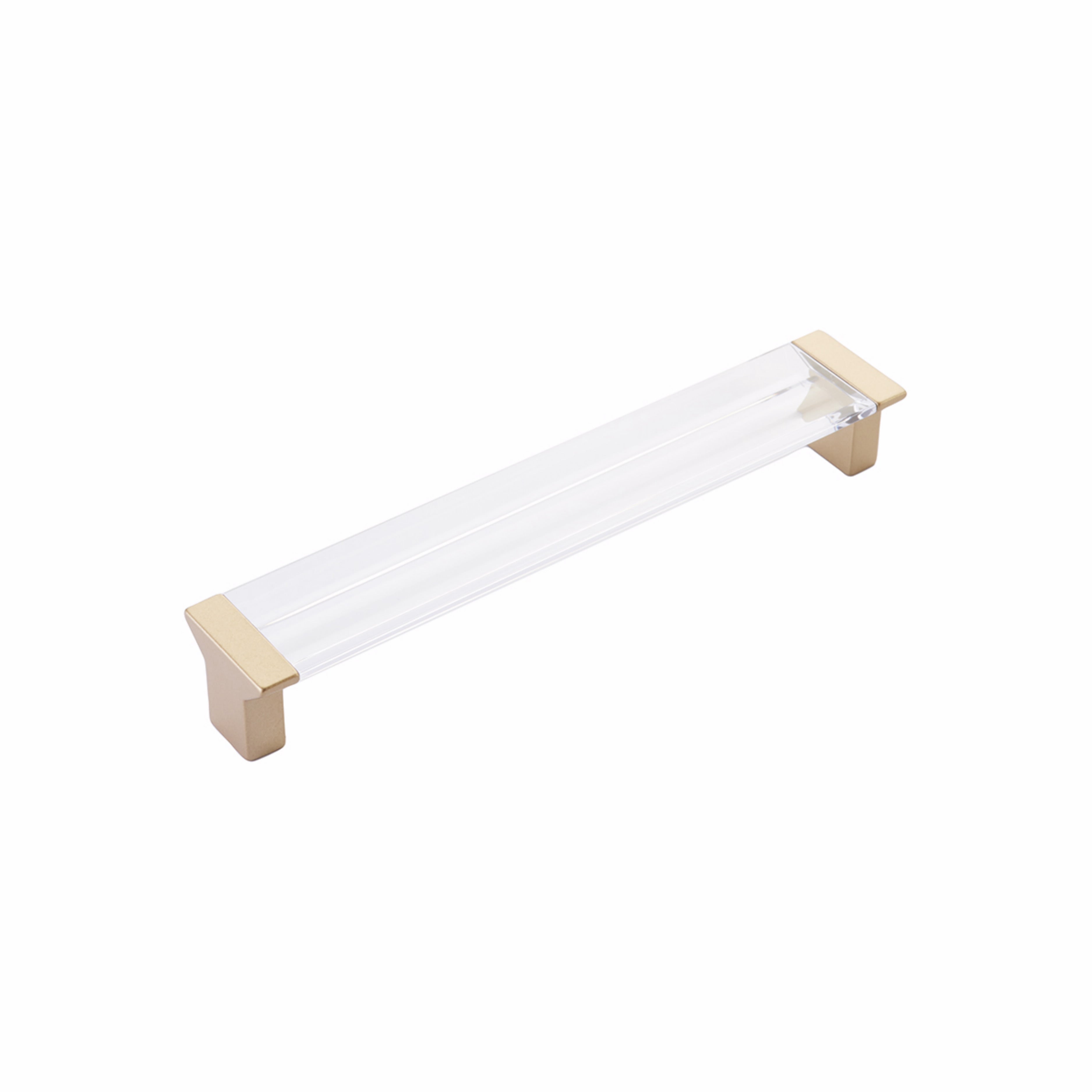 Schaub 317-SSB-CL 6-5/16" Center to Center Positano Clear Cabinet Pull Signature Satin Brass Finish Sparrow Supply