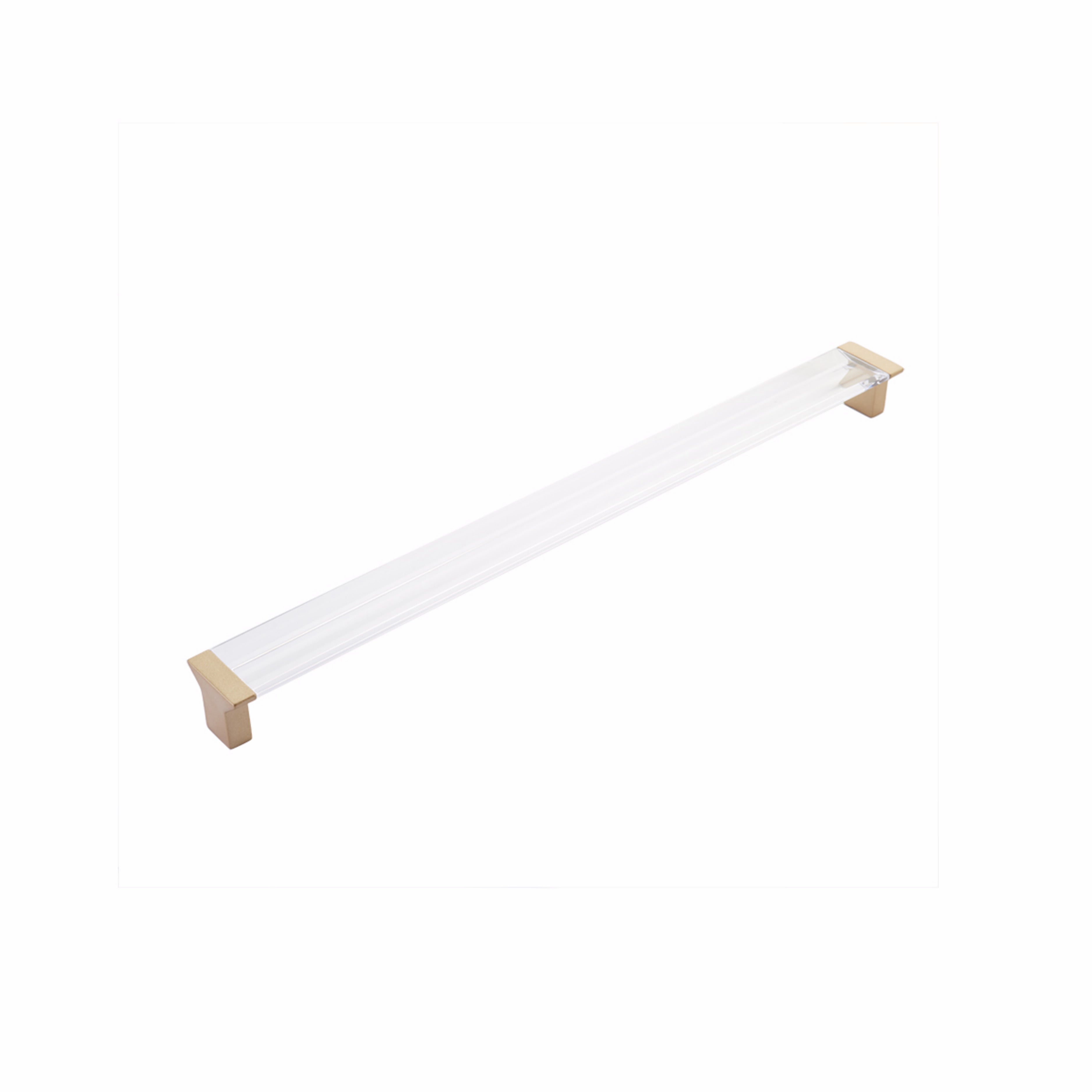Schaub 318-SSB-CL 12-5/8" Center to Center Positano Clear Cabinet Pull Signature Satin Brass Finish Sparrow Supply