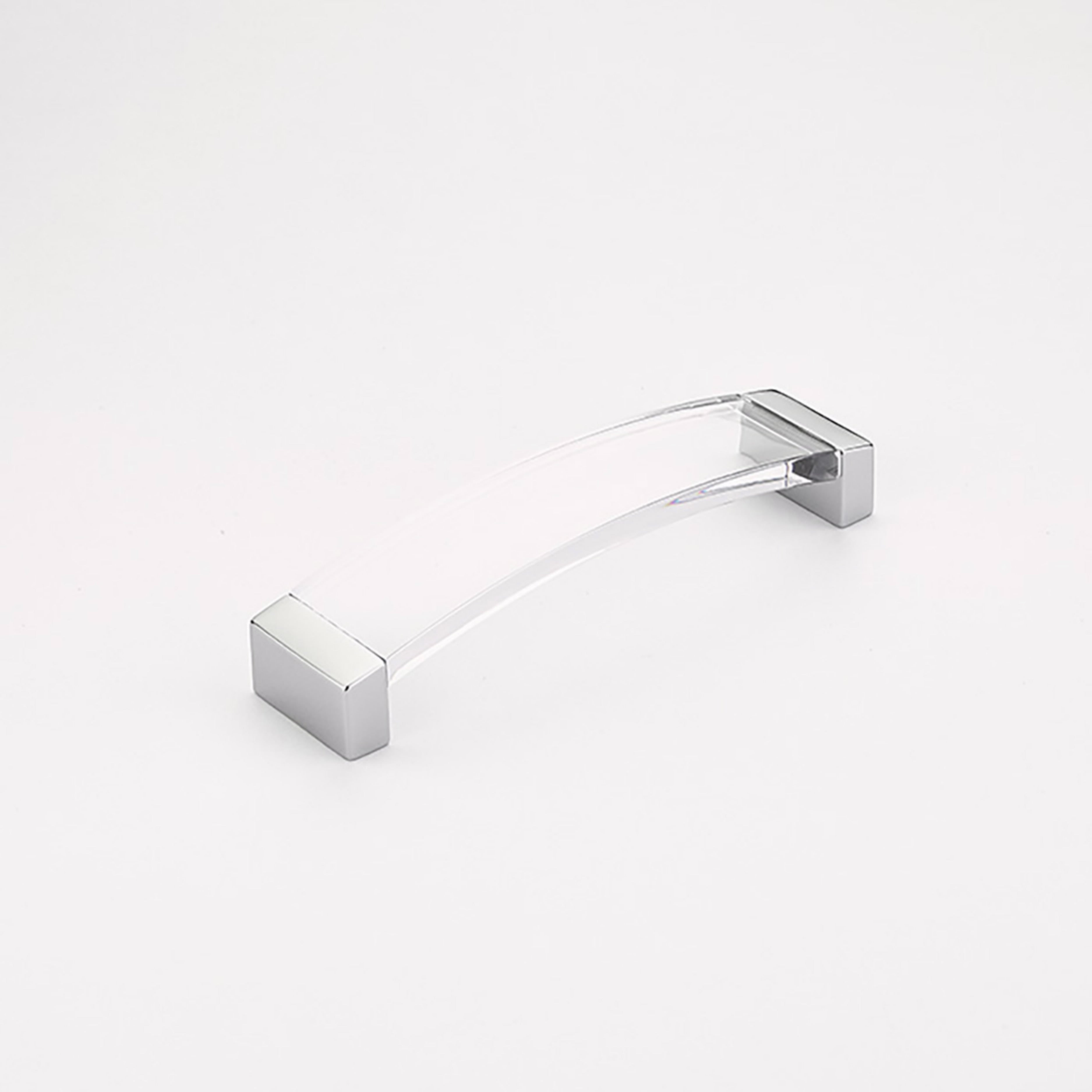 Schaub 320-26-CL 5-1/16" Center to Center Positano Arch Clear Cabinet Pull Polished Chrome Finish Sparrow Supply