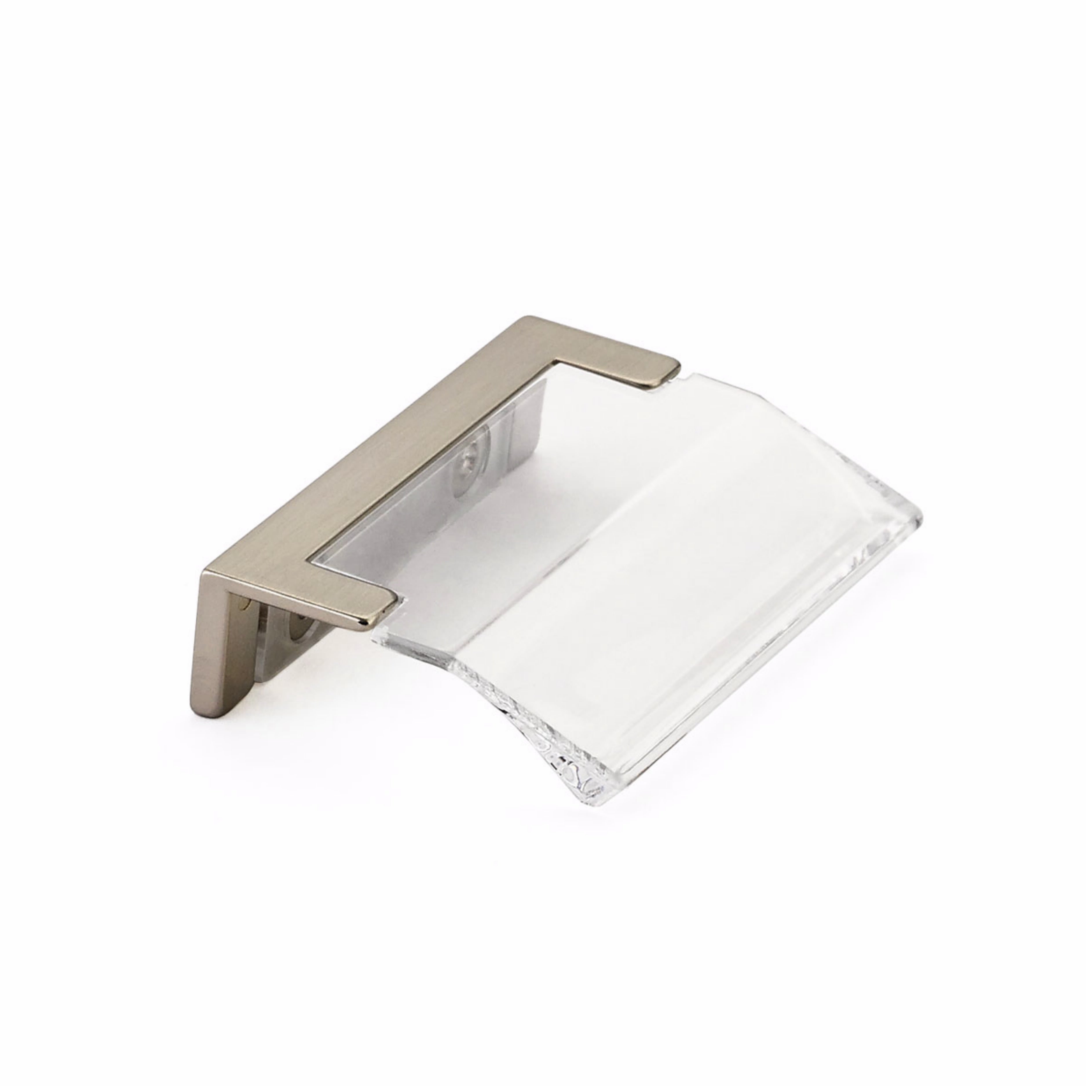 Schaub 323-15-CL 1-1/4" Center to Center Positano Arch Clear Cabinet Edge Pull Satin Nickel Finish Sparrow Supply
