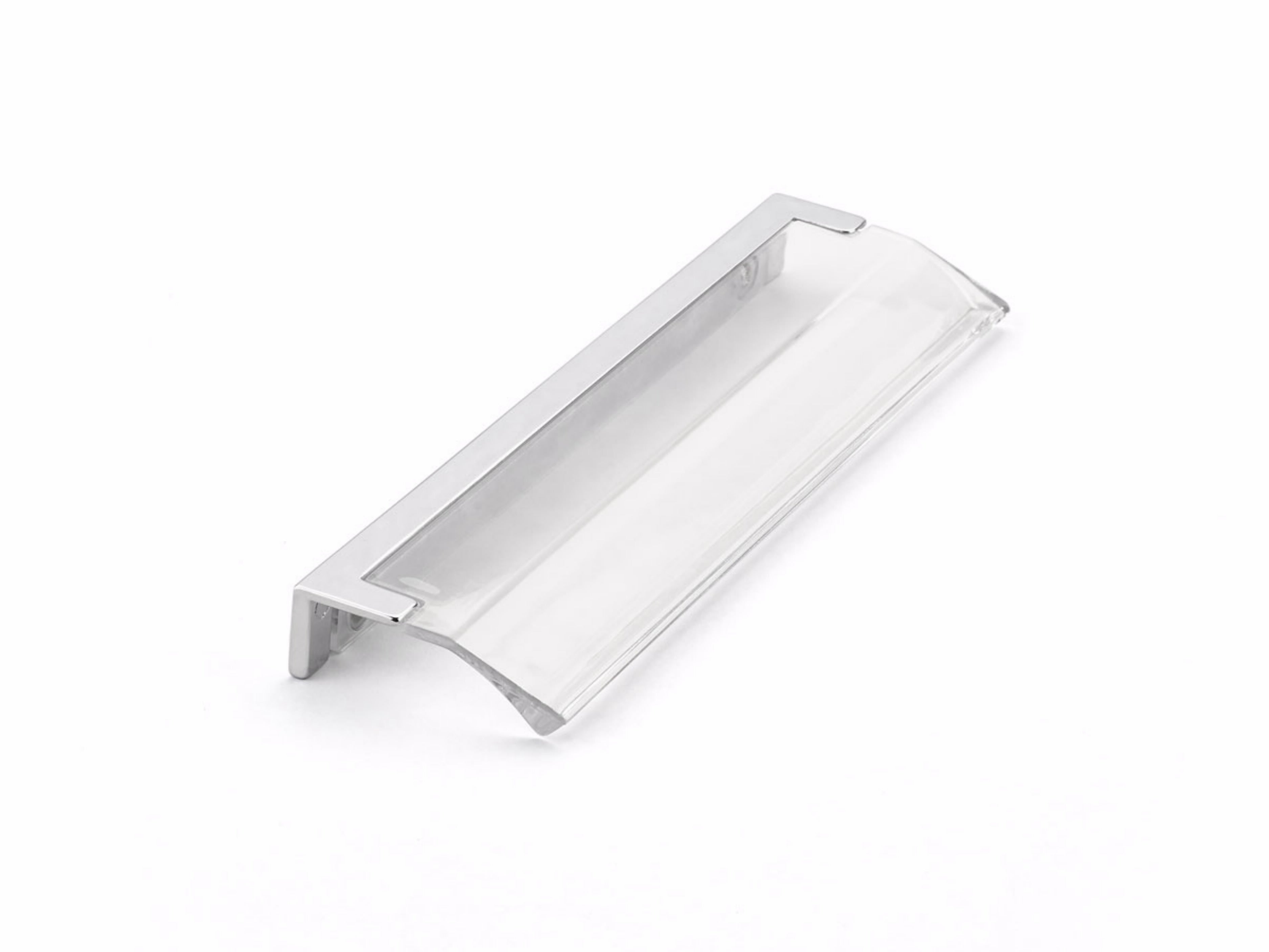 Schaub 324-26-CL 5-1/16" Center to Center Positano Arch Clear Cabinet Edge Pull Polished Chrome Finish Sparrow Supply
