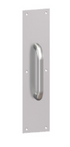 Hager 33E41632D 4" x 16" Square Corner Plate with 3E 6" Center to Center Round Pull Satin Stainless Steel Finish