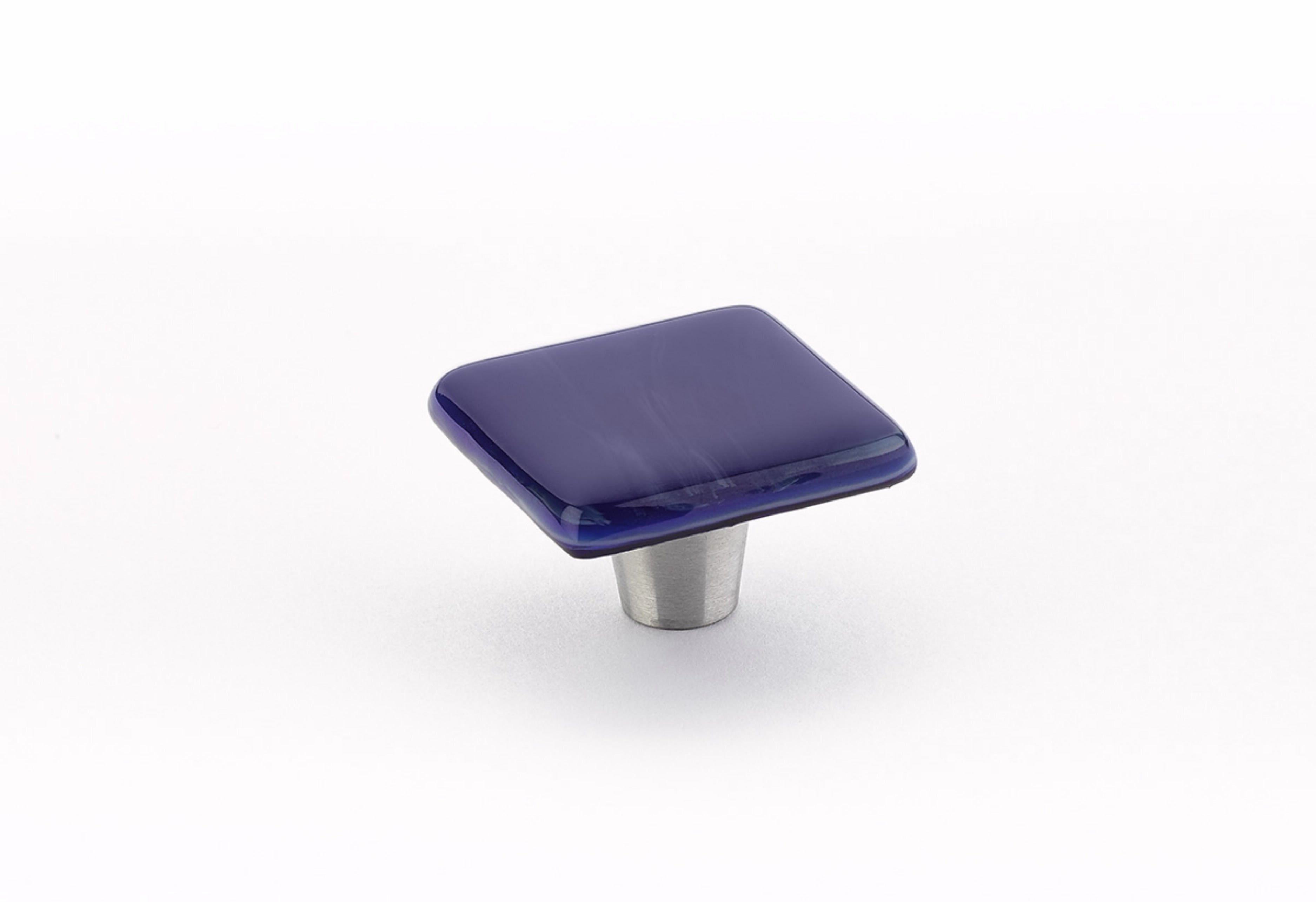 Schaub 34-SPS 1-1/2" Square Glass Ice Cabinet Knob Sapphire Silk Finish Sparrow Supply