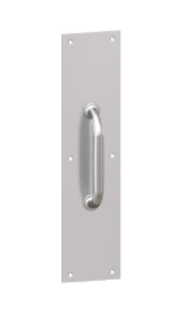 Hager 36N4163 4" x 16" Square Corner Plate with 5-1/2" Center to Center 6N 1" Base Cast Pull Bright Brass Finish