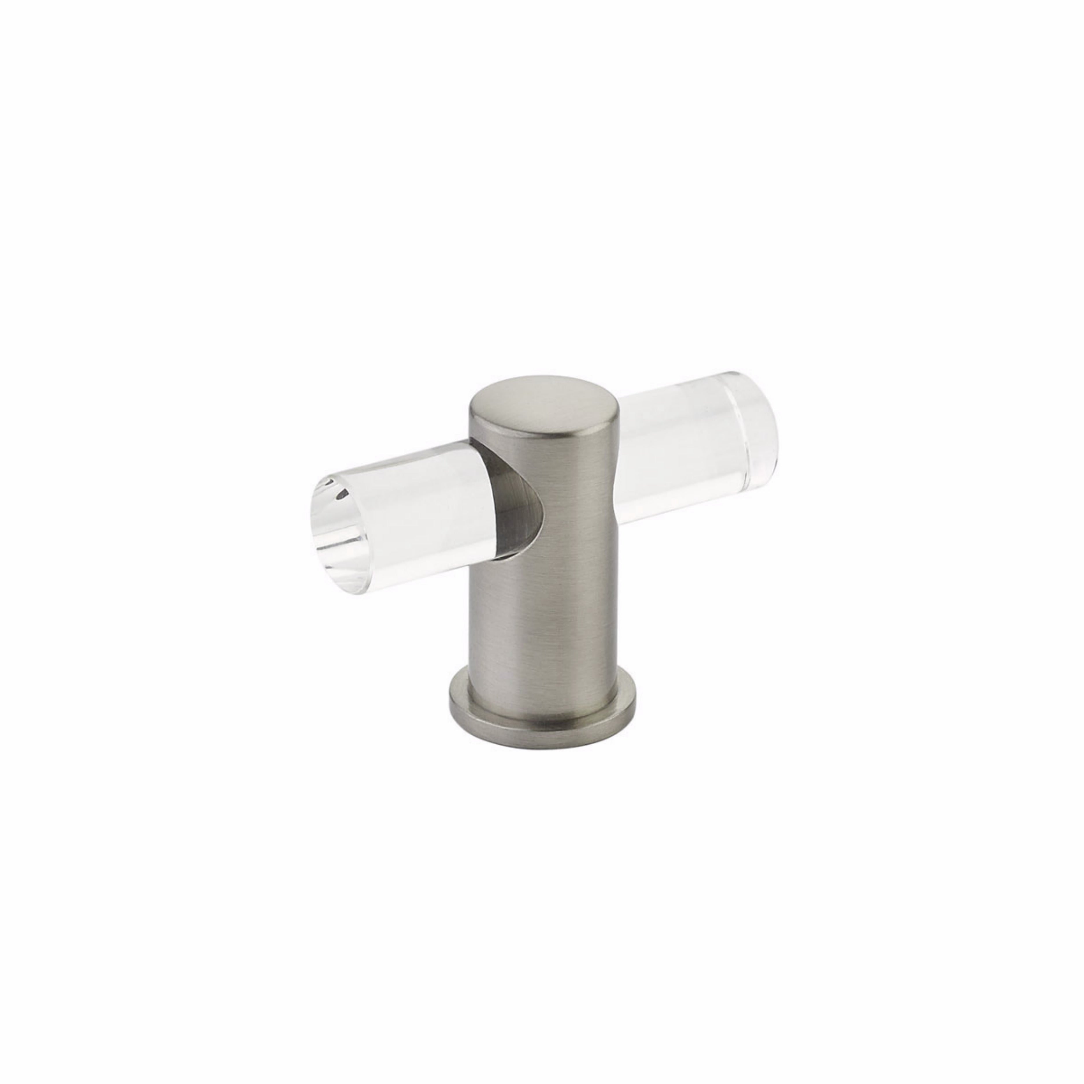Schaub 401-15 Lumiere Cabinet T Knob with Acrylic Satin Nickel Finish Sparrow Supply
