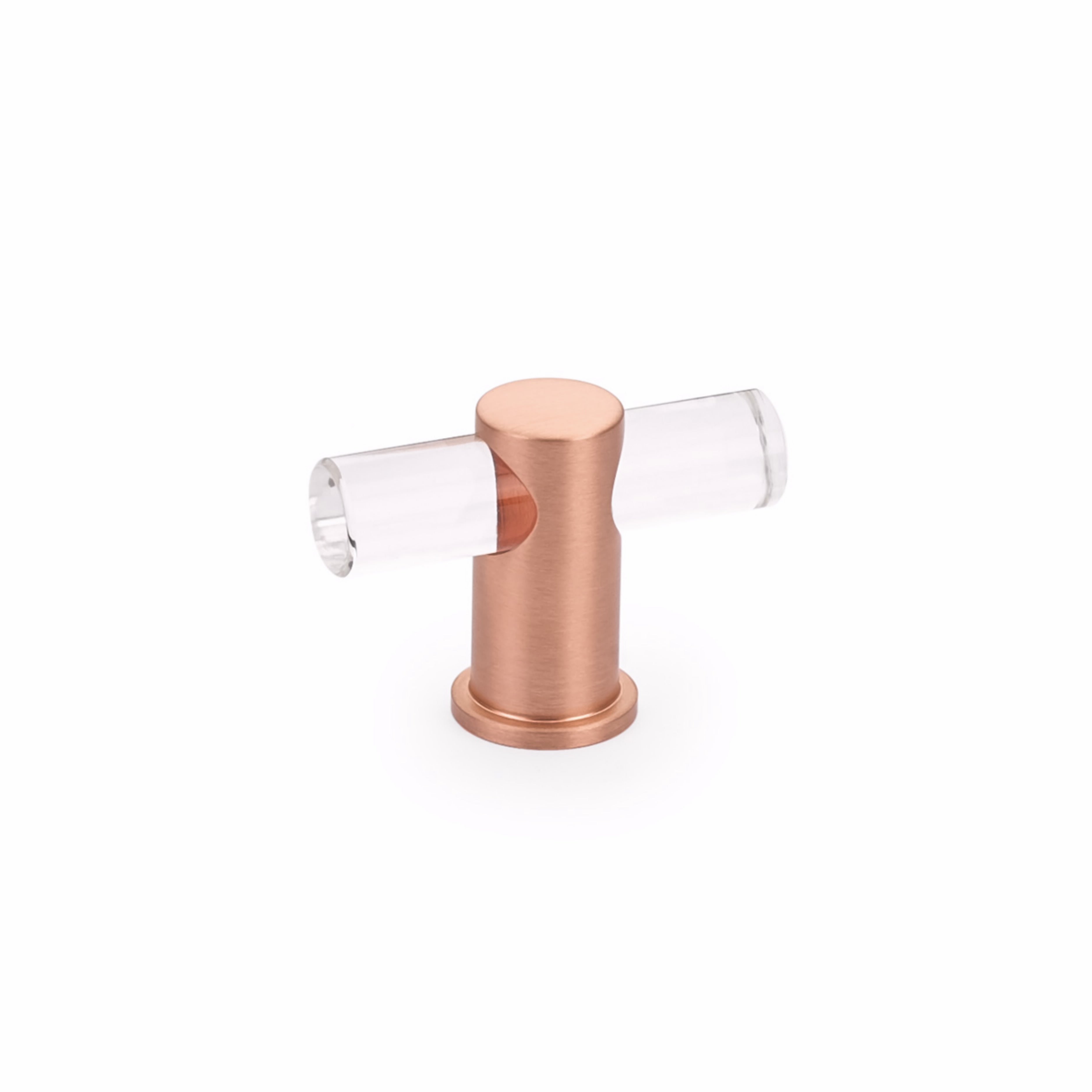 Schaub 401-BRG Lumiere Cabinet T Knob with Acrylic Brushed Rose Gold Finish Sparrow Supply