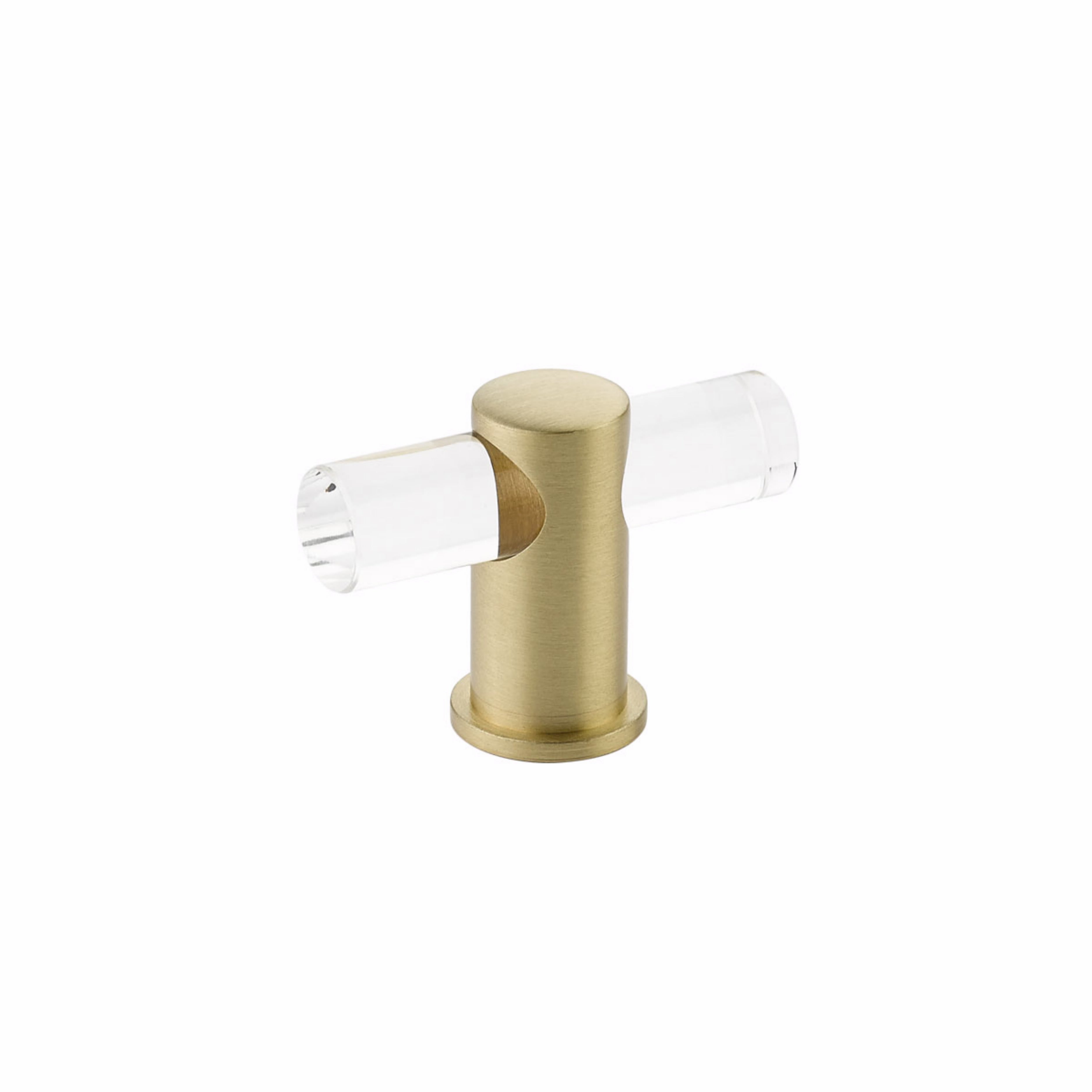 Schaub 401-SB Lumiere Cabinet T Knob with Acrylic Satin Brass Finish Sparrow Supply