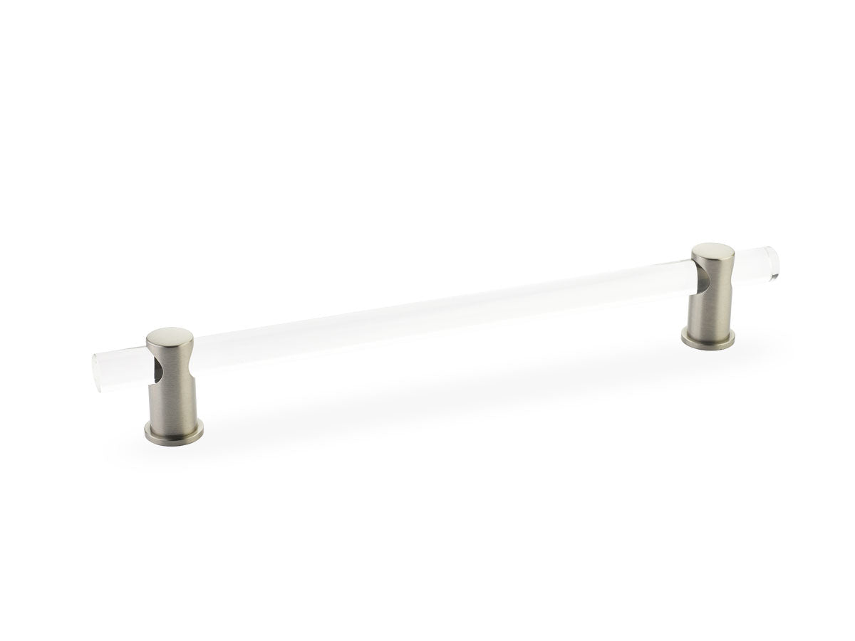 Schaub 408-15 8" Center to Center Lumiere Acrylic Cabinet Pull Satin Nickel Finish Sparrow Supply