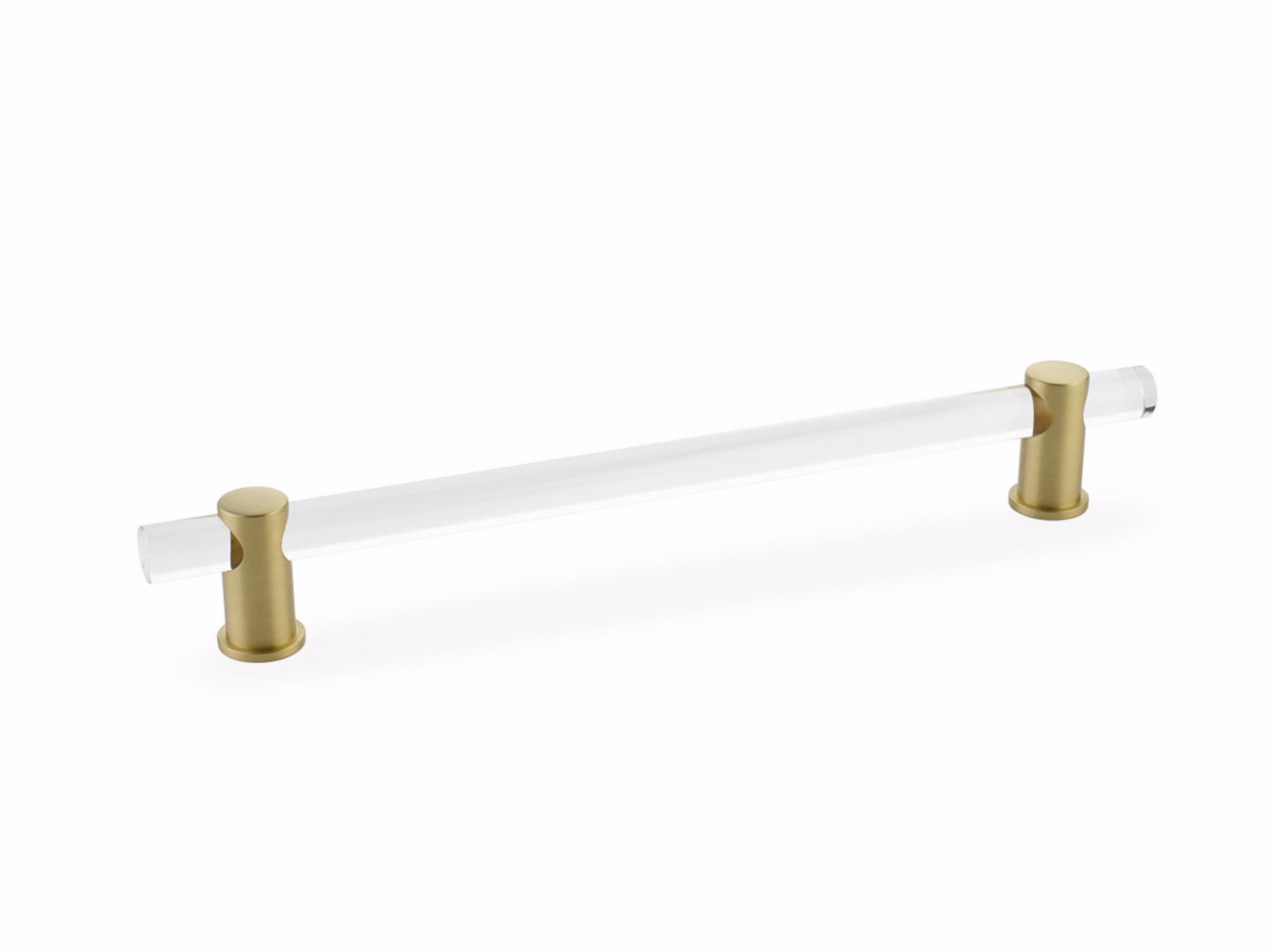 Schaub 408-SB 8" Center to Center Lumiere Acrylic Cabinet Pull Satin Brass Finish Sparrow Supply