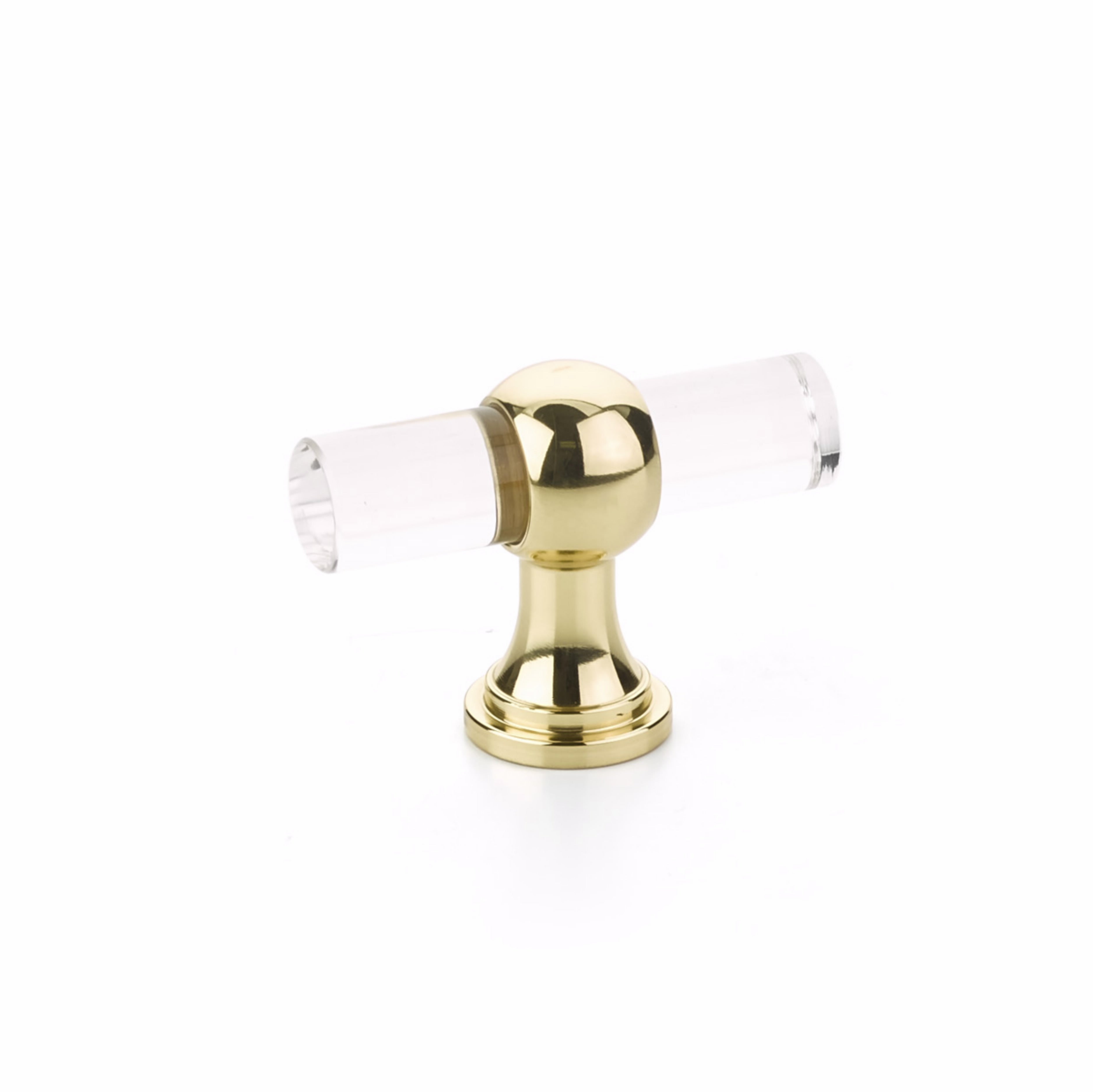 Schaub 411-03 Lumiere Transitional Cabinet T Knob Acrylic Bright Brass Finish Sparrow Supply
