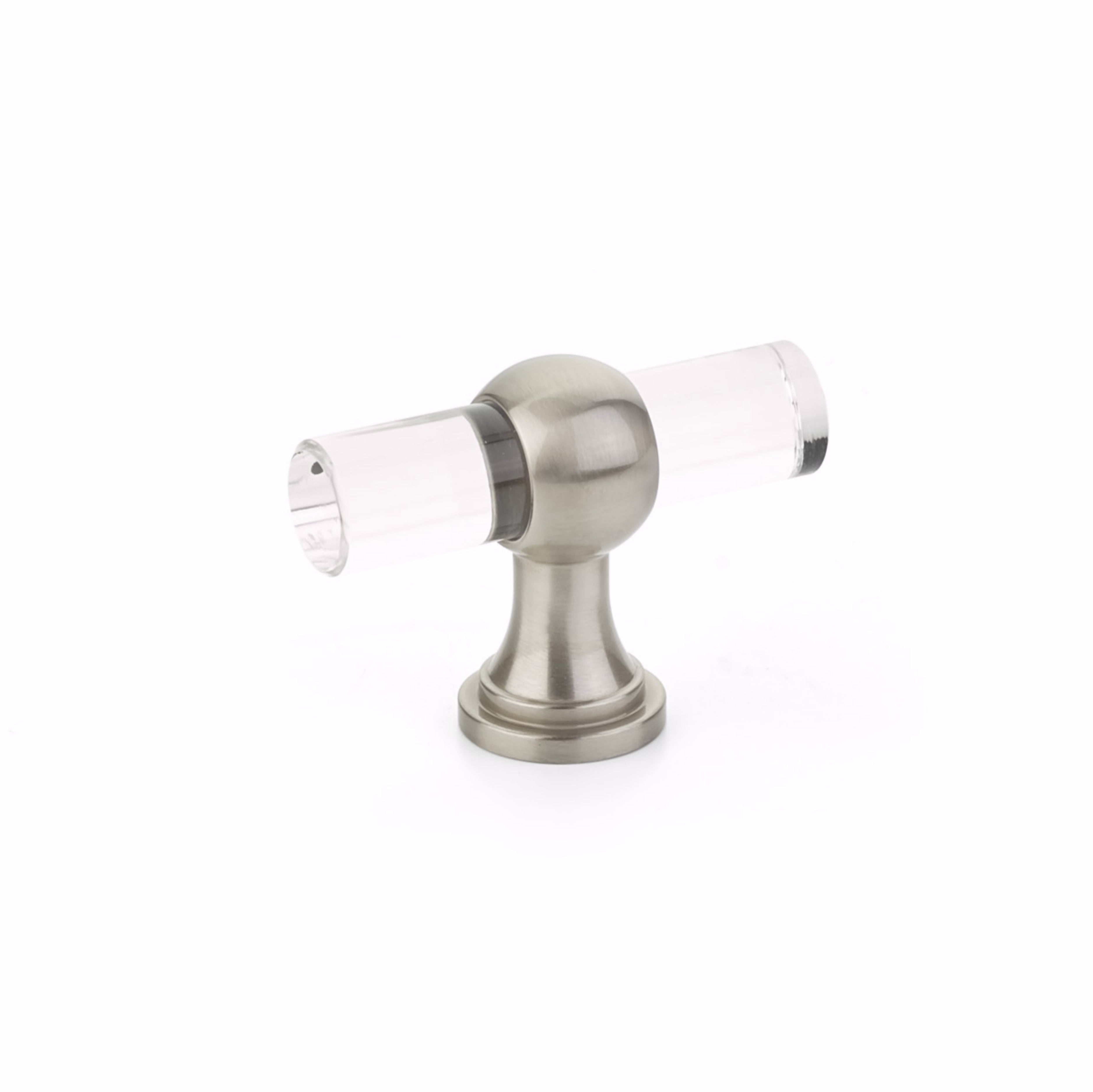 Schaub 411-15 Lumiere Transitional Cabinet T Knob Acrylic Satin Nickel Finish Sparrow Supply