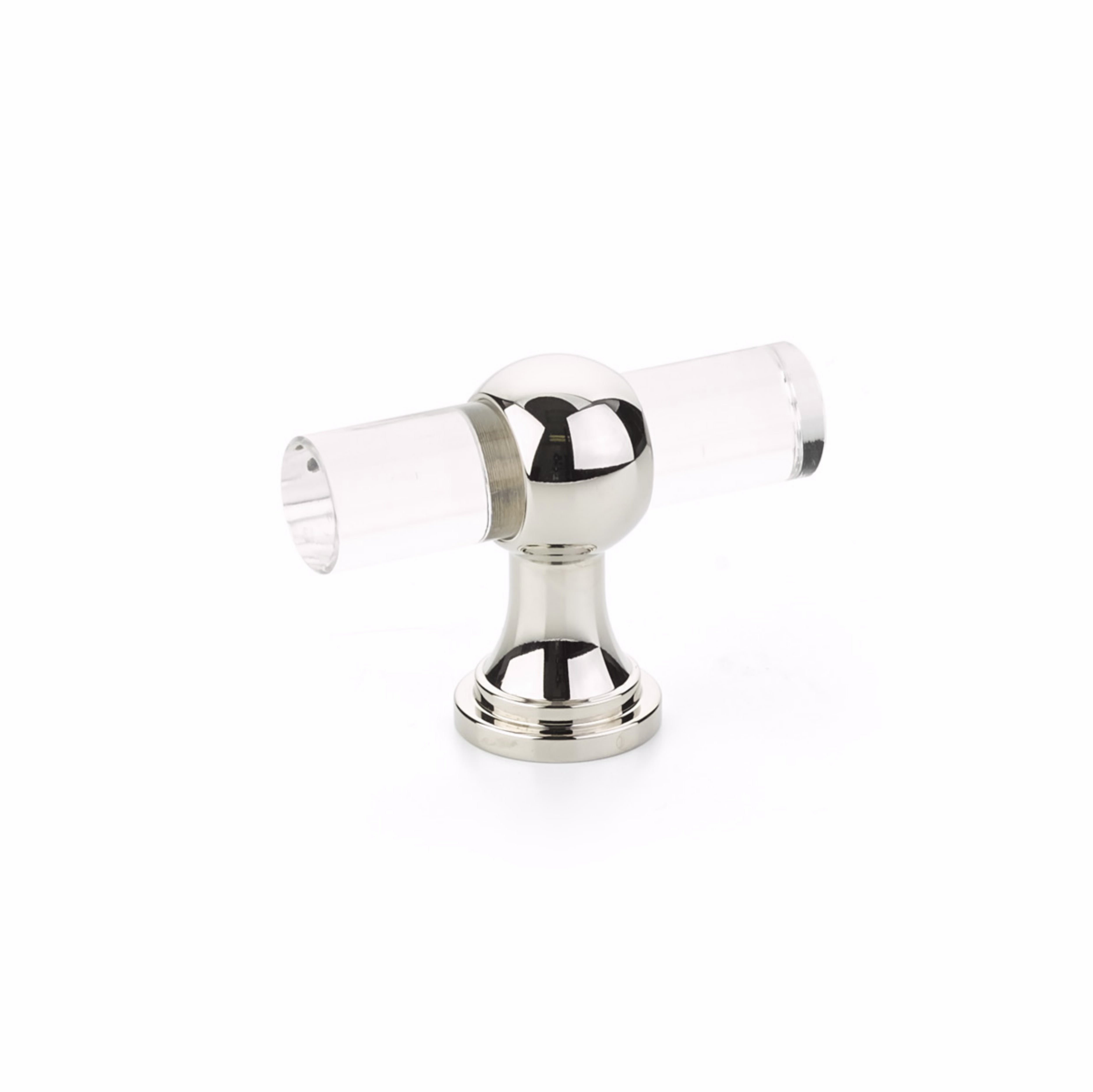 Schaub 411-PN Lumiere Transitional Cabinet T Knob Acrylic Polished Nickel Finish Sparrow Supply