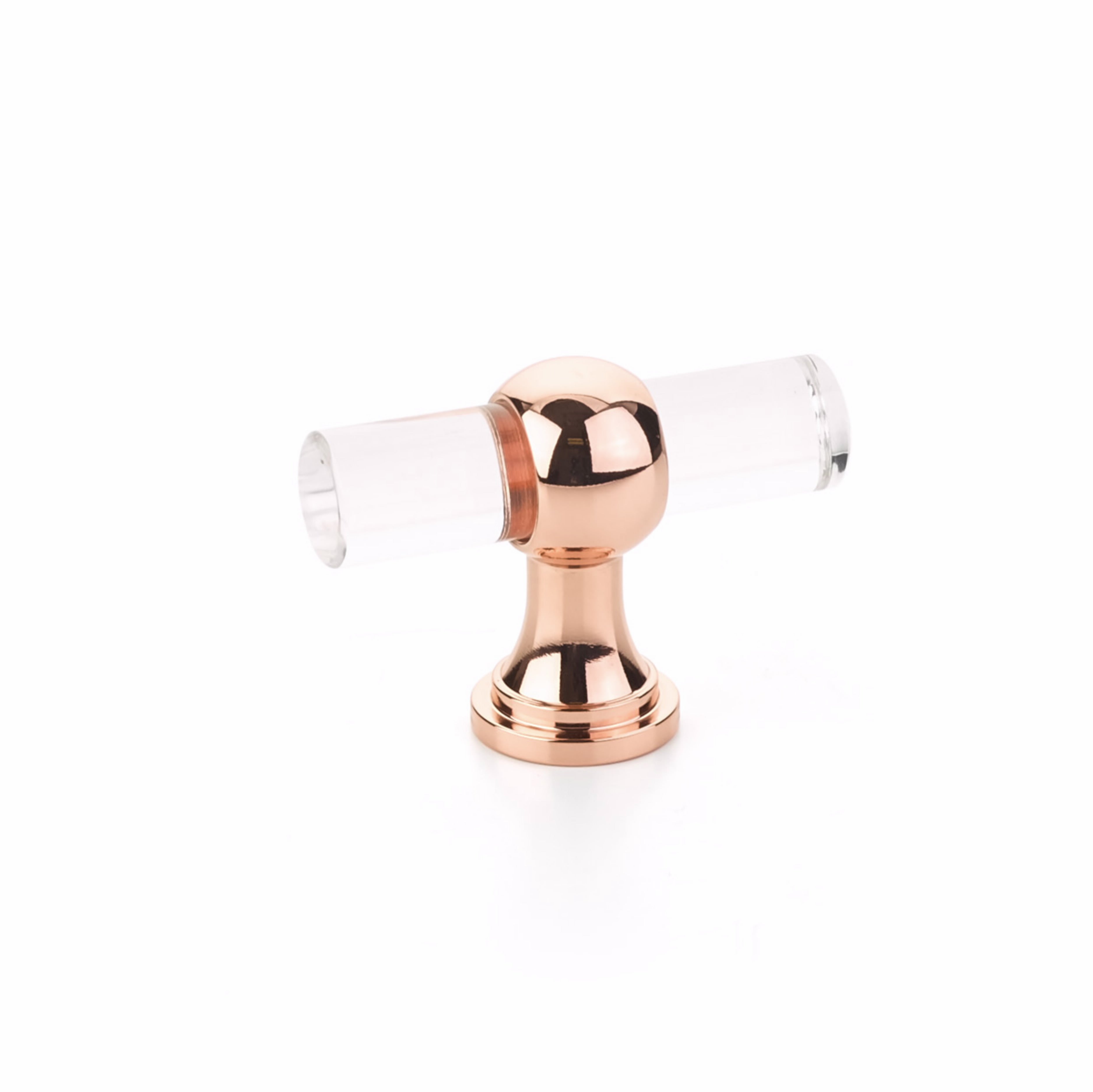 Schaub 411-PRG Lumiere Transitional Cabinet T Knob Acrylic Polished Rose Gold Finish Sparrow Supply