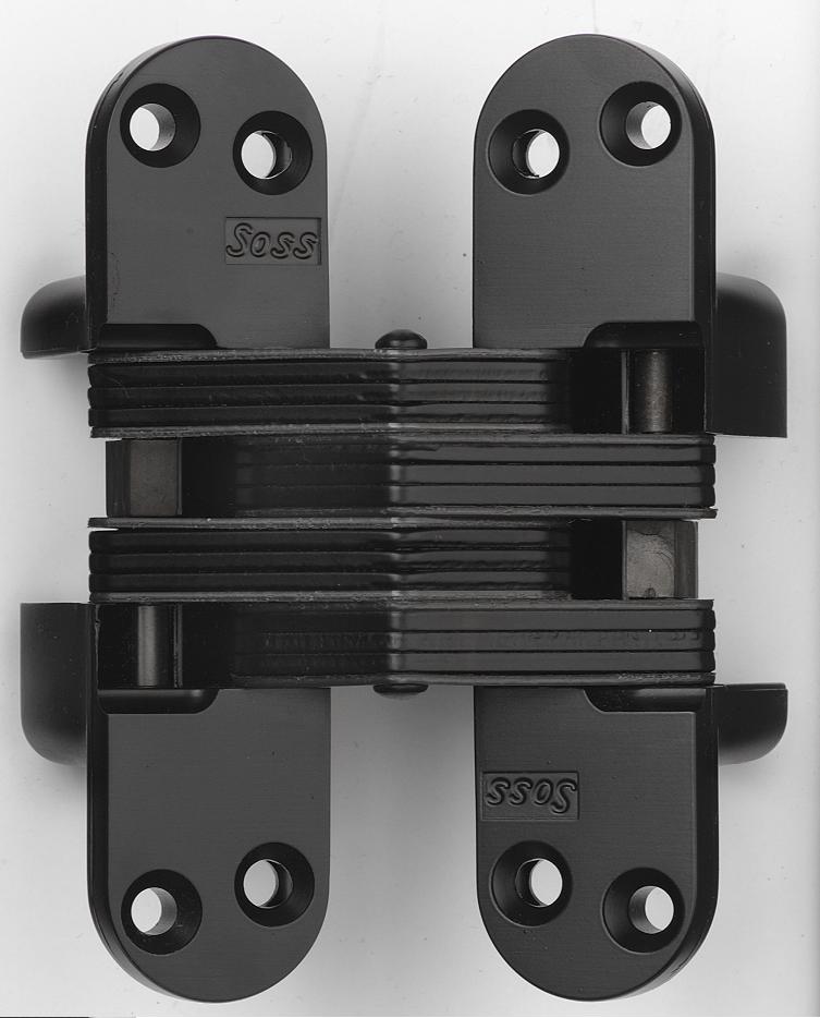 Soss 418US19 1-1/8" x 4-39/64" Heavy Duty Alloy Steel Fire Rated Invisible Hinge for 1-3/4" Doors Black Finish