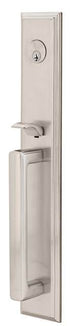 Emtek 4212MUS15RH Milano Lever Right Hand 2-3/8" and 2-3/4" Backset Single Cylinder Melrose Tubular Handleset Satin Nickel Finish Sparrow Supply