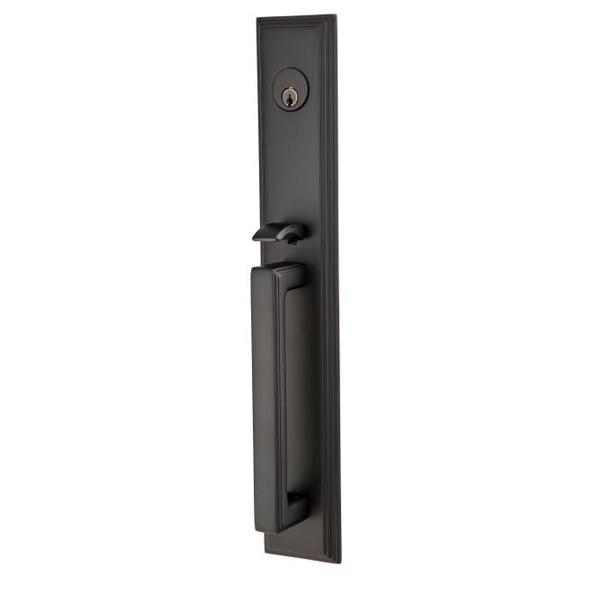 Emtek 4212PUS19 Providence Knob 2-3/8" and 2-3/4" Backset Single Cylinder Melrose Tubular Handleset Flat Black Finish Sparrow Supply
