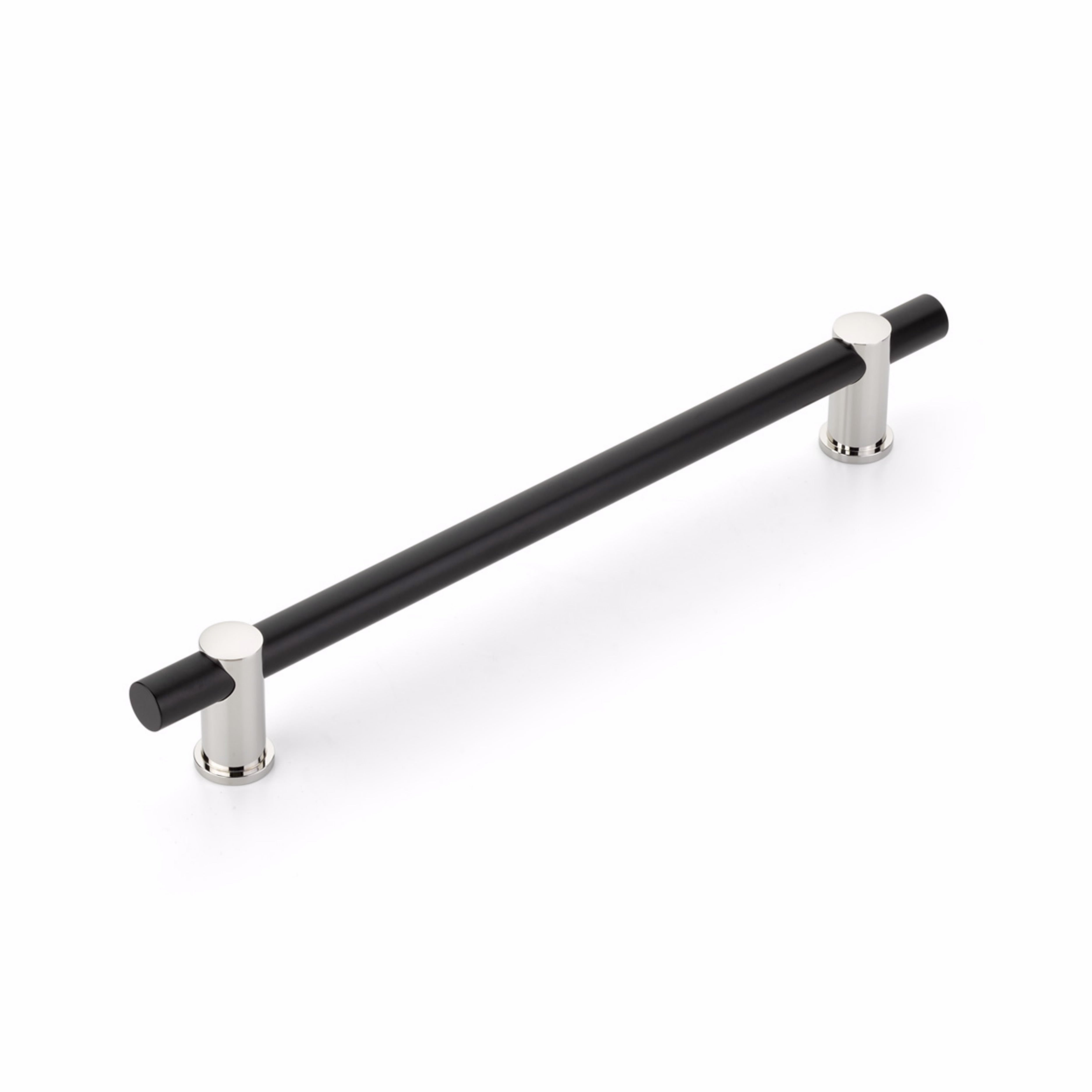 Schaub 422-MB-PN 12" Center to Center Fonce Matte Black Appliance Pull Polished Nickel Finish Sparrow Supply