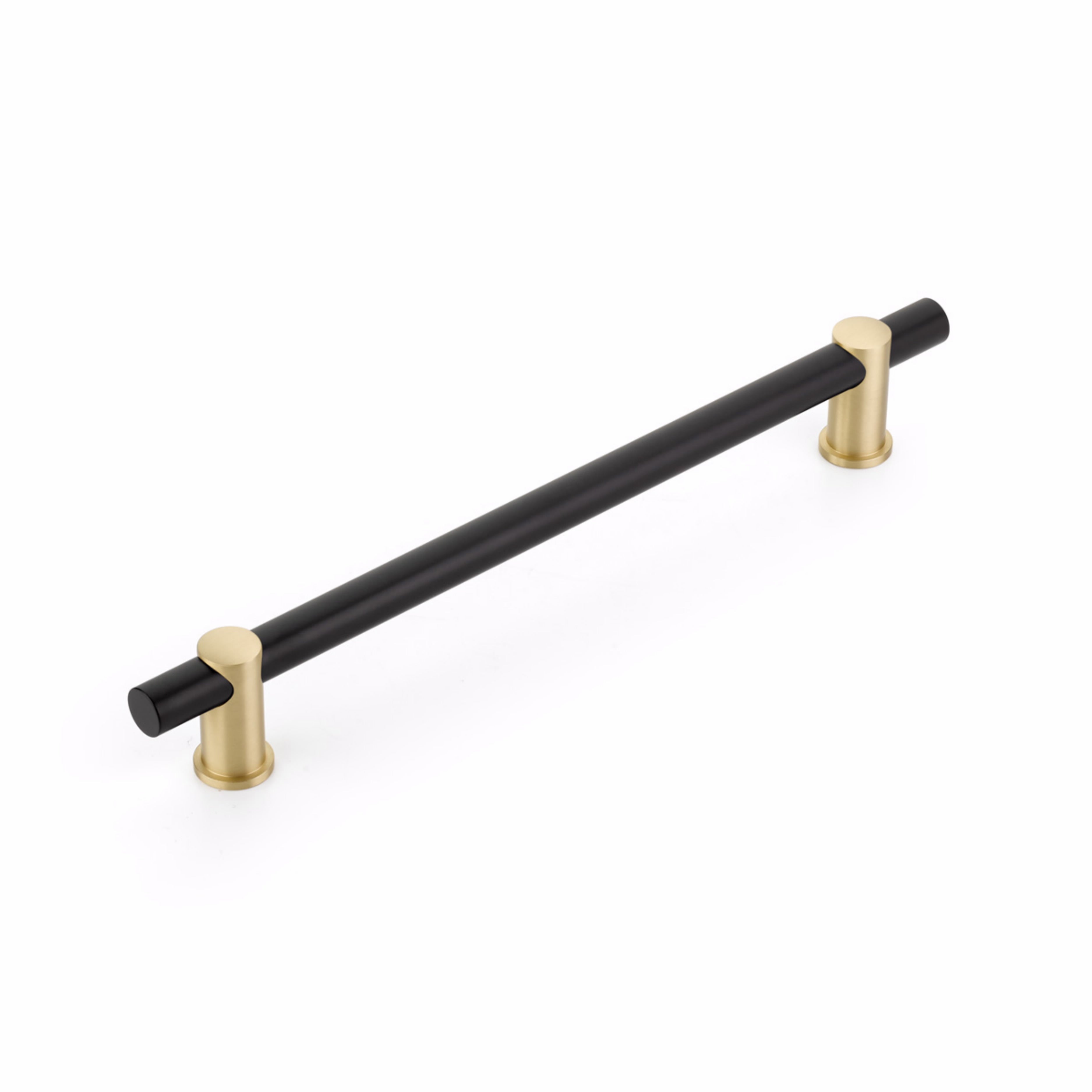 Schaub 422-MB-SB 12" Center to Center Fonce Matte Black Appliance Pull Satin Brass Finish Sparrow Supply