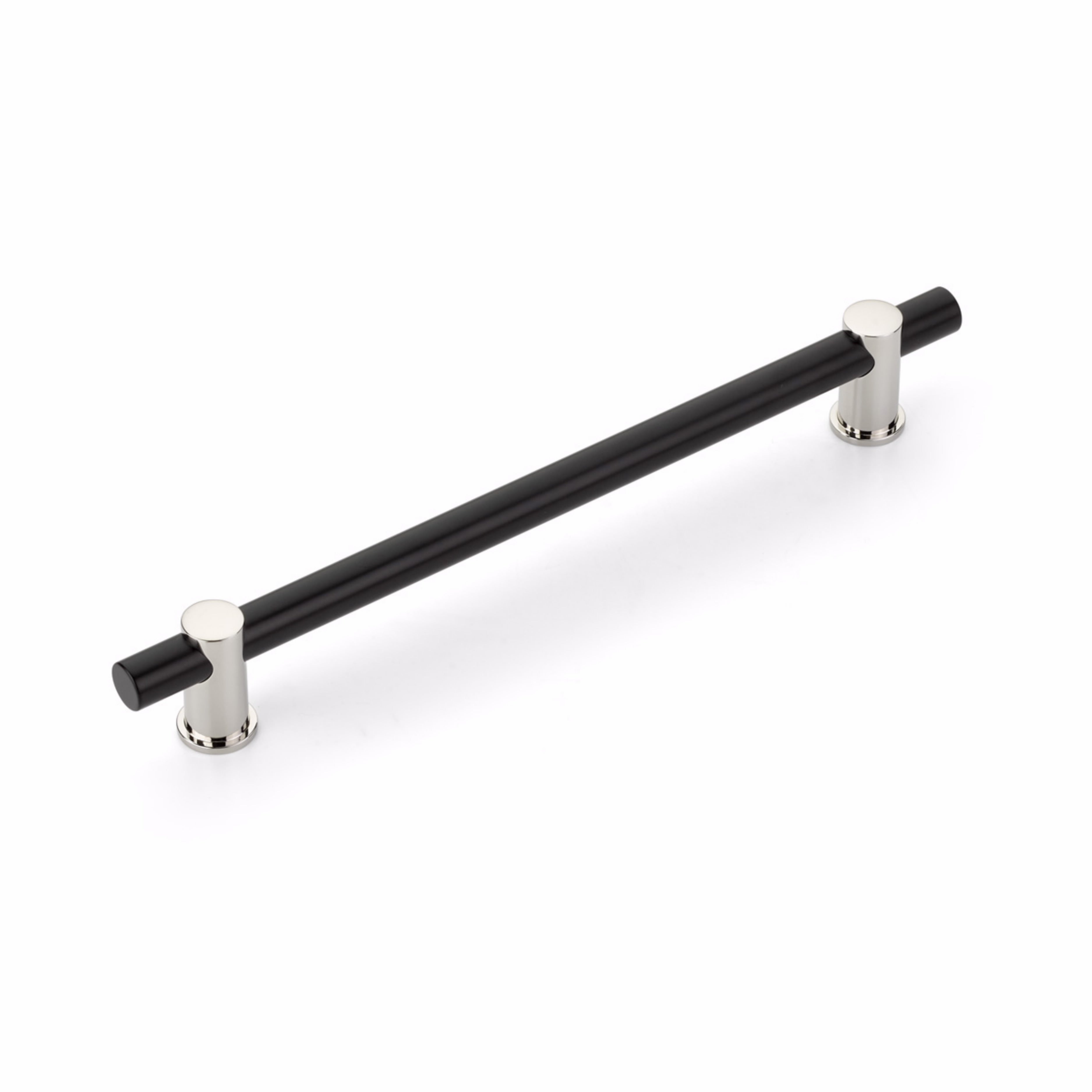 Schaub 428-MB-PN 8" Center to Center Fonce Bar Matte Black Cabinet Pull Polished Nickel Finish Sparrow Supply