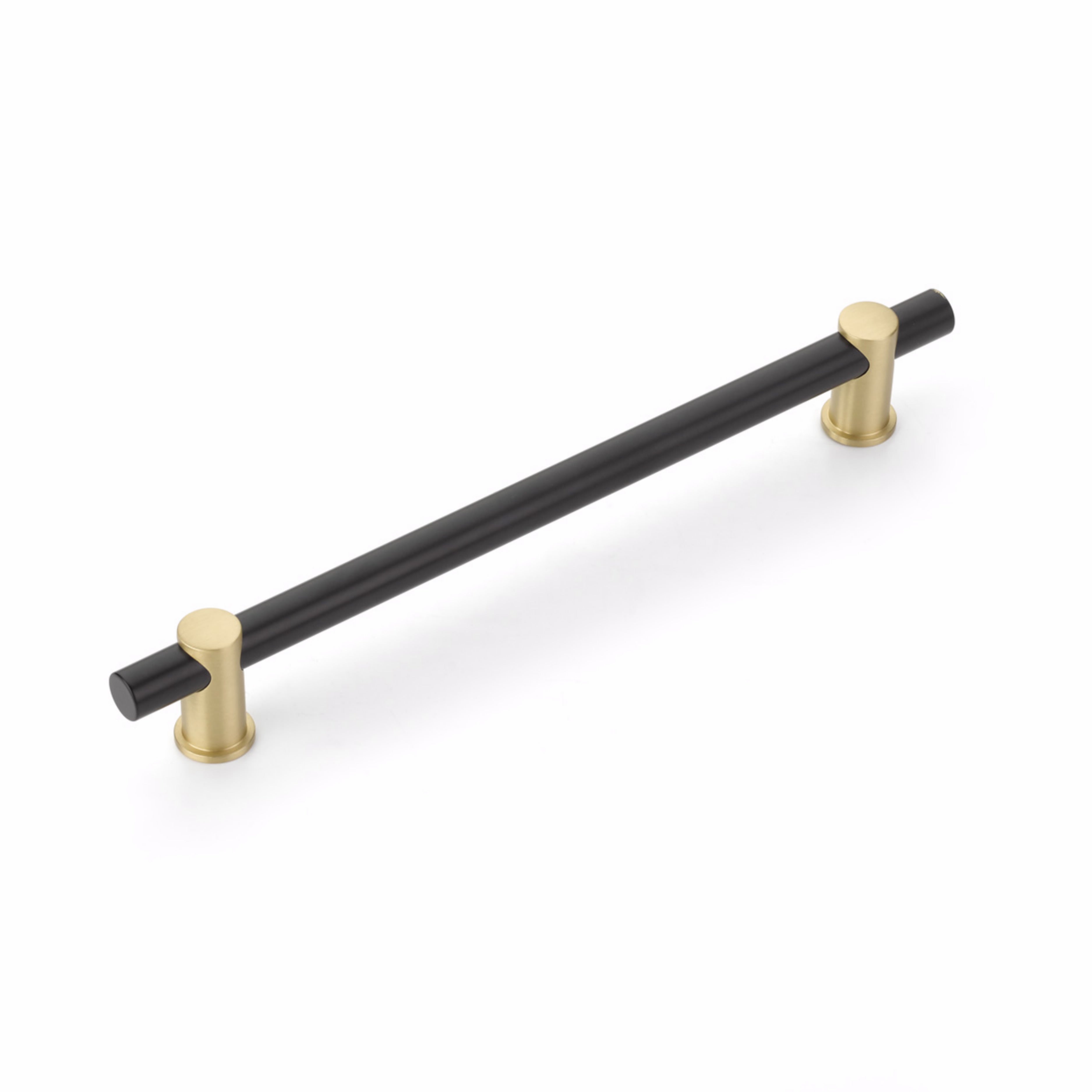 Schaub 428-MB-SB 8" Center to Center Fonce Bar Matte Black Cabinet Pull Satin Brass Finish Sparrow Supply