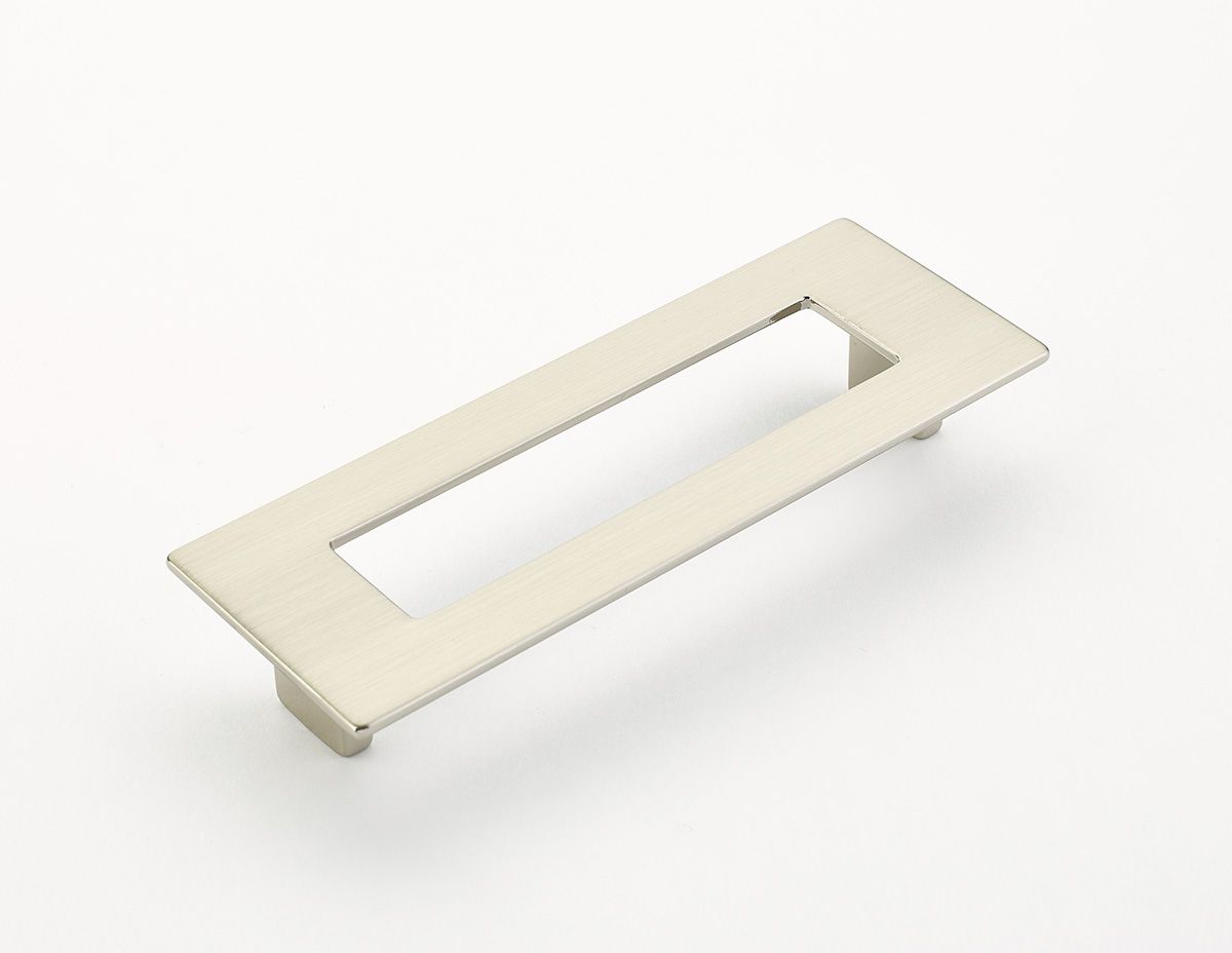 Schaub 445-15 128mm Center to Center Rectangular Finestrino Cabinet Pull Satin Nickel Finish Sparrow Supply