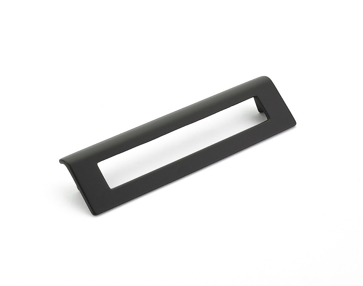 Schaub 451-MB 160mm Center to Center Angled Rectangular Finestrino Cabinet Pull Matte Black Finish Sparrow Supply