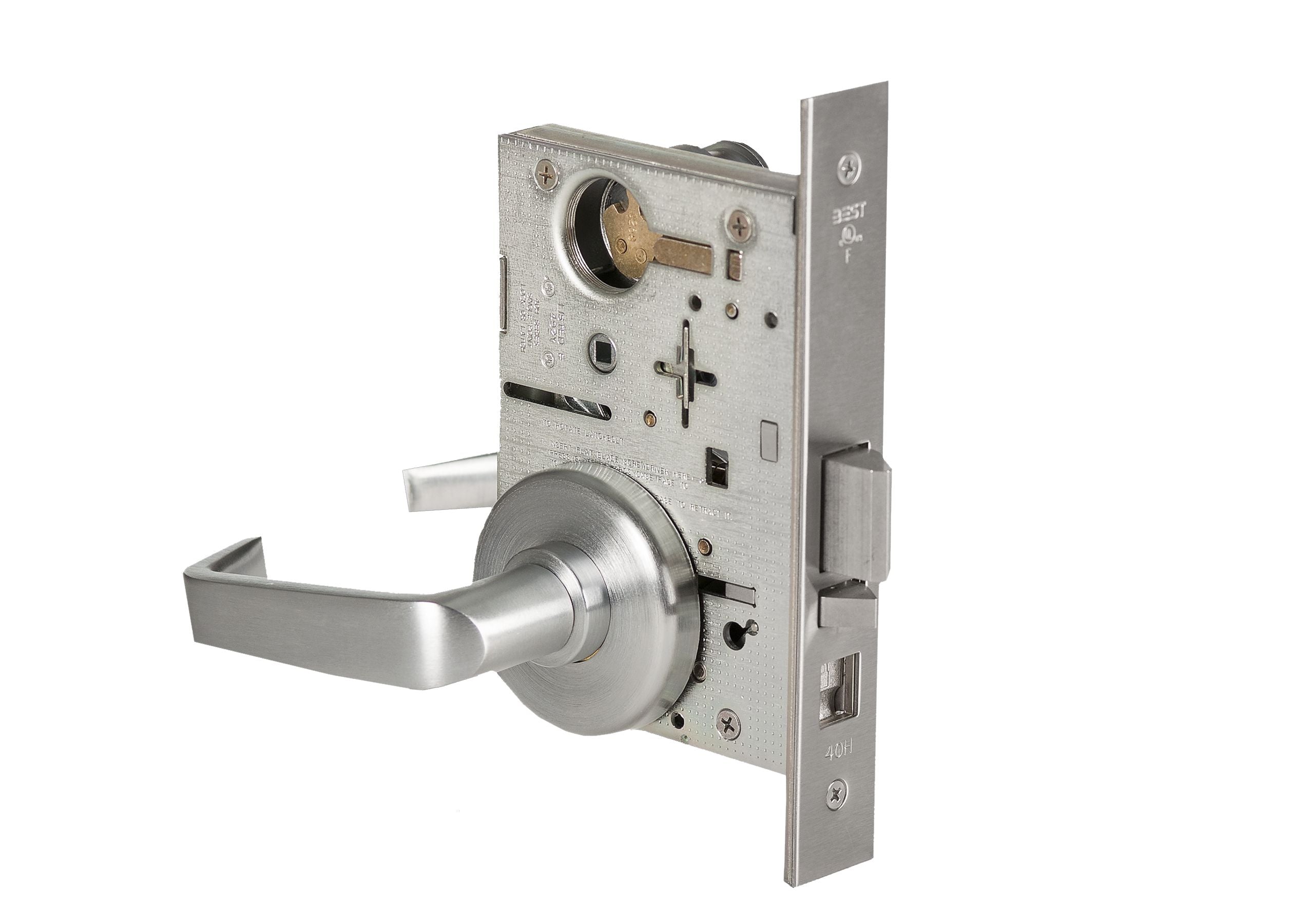 Best 45H7A15H626RH Mortise Lock Office 15 Lever with H Rose Right Hand with 7 Pin Housing Less Core Satin Chrome Finish