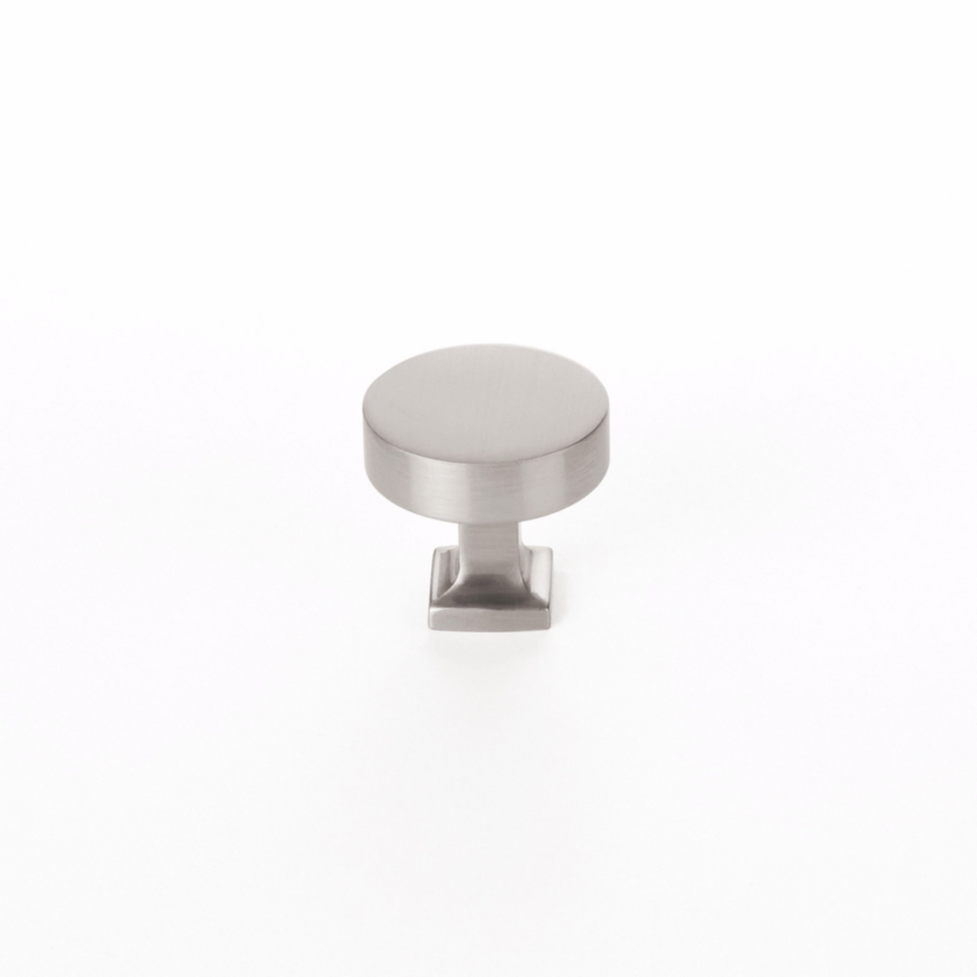 Schaub 469-15 1-1/4" Diameter Haniburton Cabinet Knob with Square Base Satin Nickel Finish Sparrow Supply