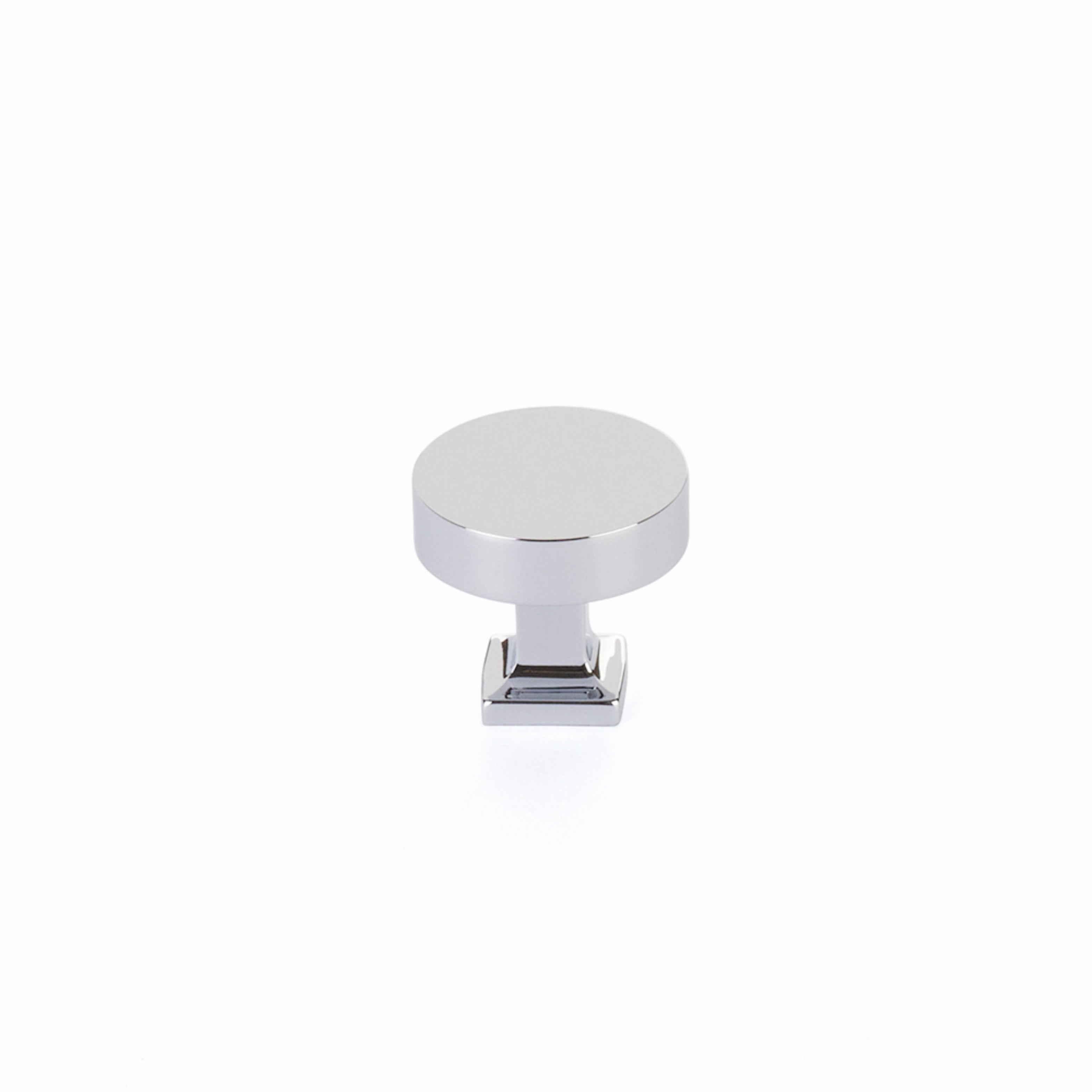 Schaub 469-26 1-1/4" Diameter Haniburton Cabinet Knob with Square Base Polished Chrome Finish Sparrow Supply