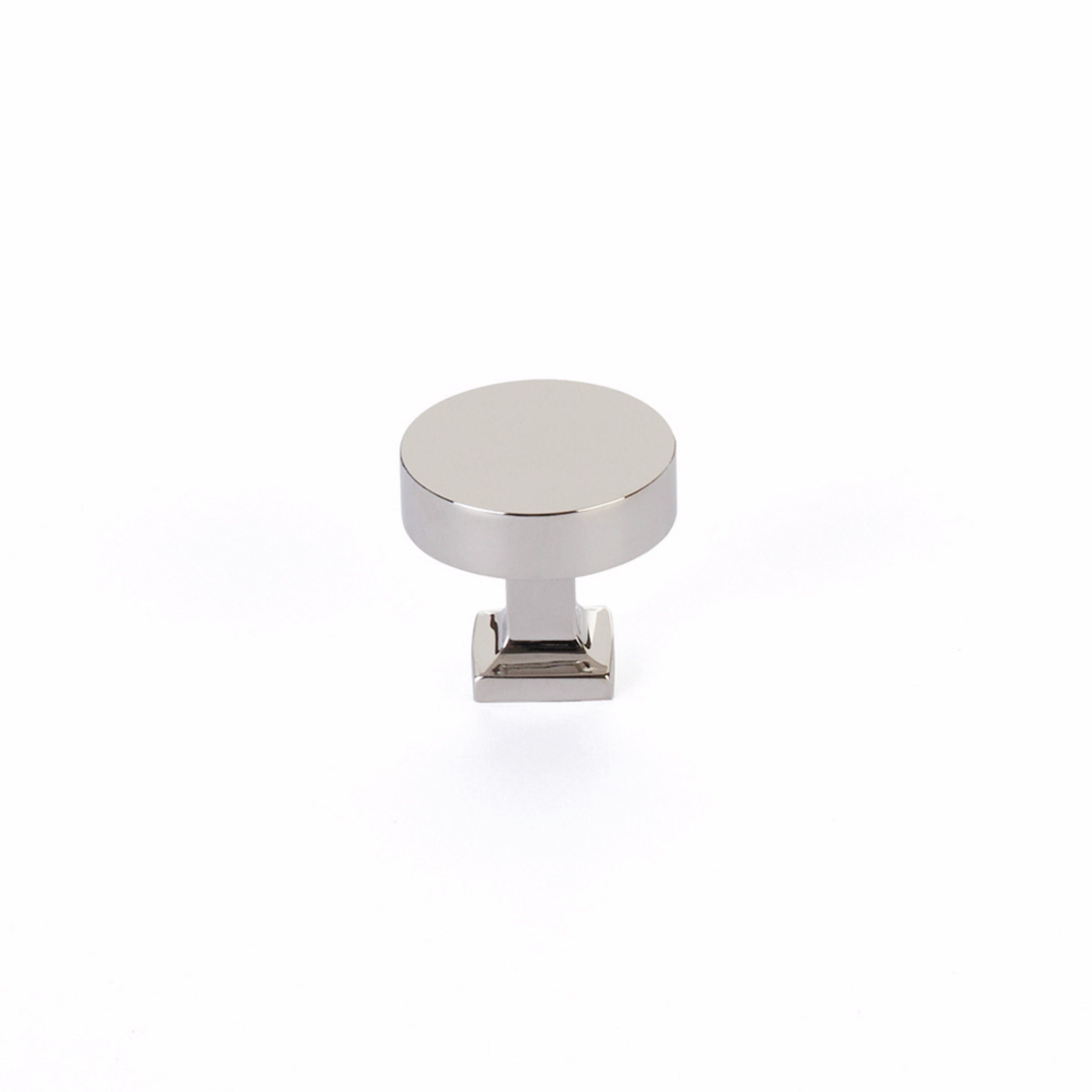 Schaub 469-PN 1-1/4" Diameter Haniburton Cabinet Knob with Square Base Polished Nickel Finish Sparrow Supply
