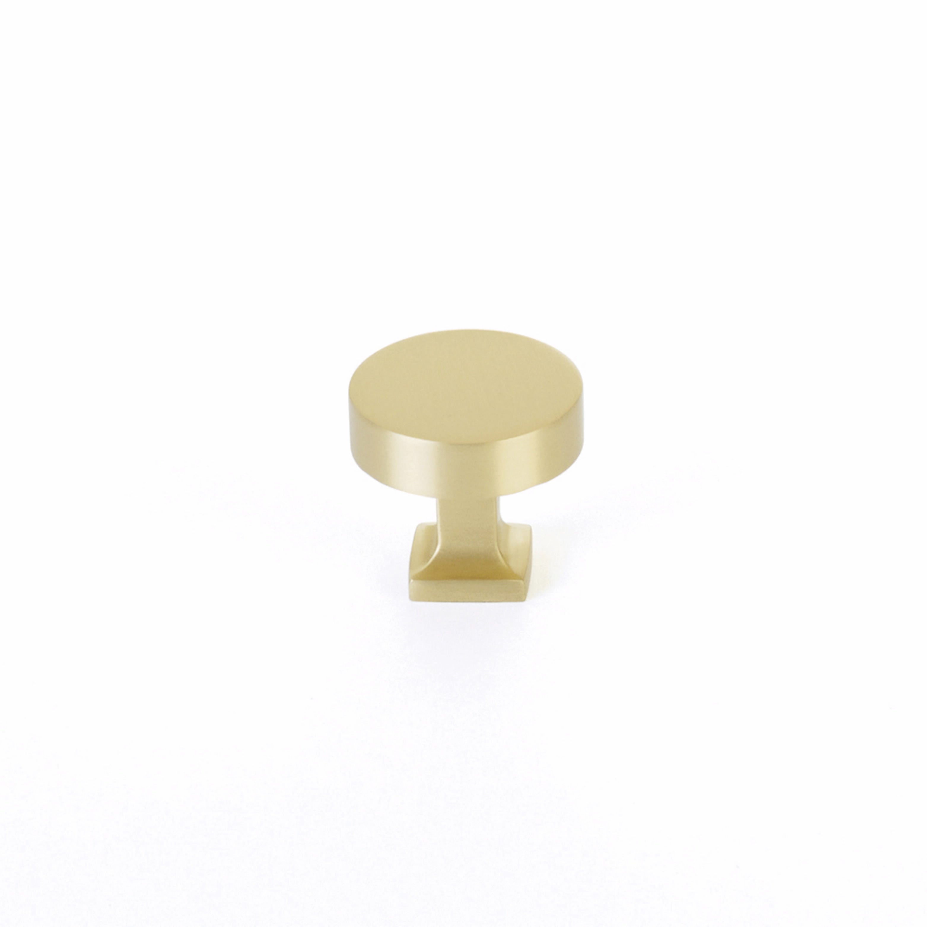 Schaub 469-SB 1-1/4" Diameter Haniburton Cabinet Knob with Square Base Satin Brass Finish Sparrow Supply