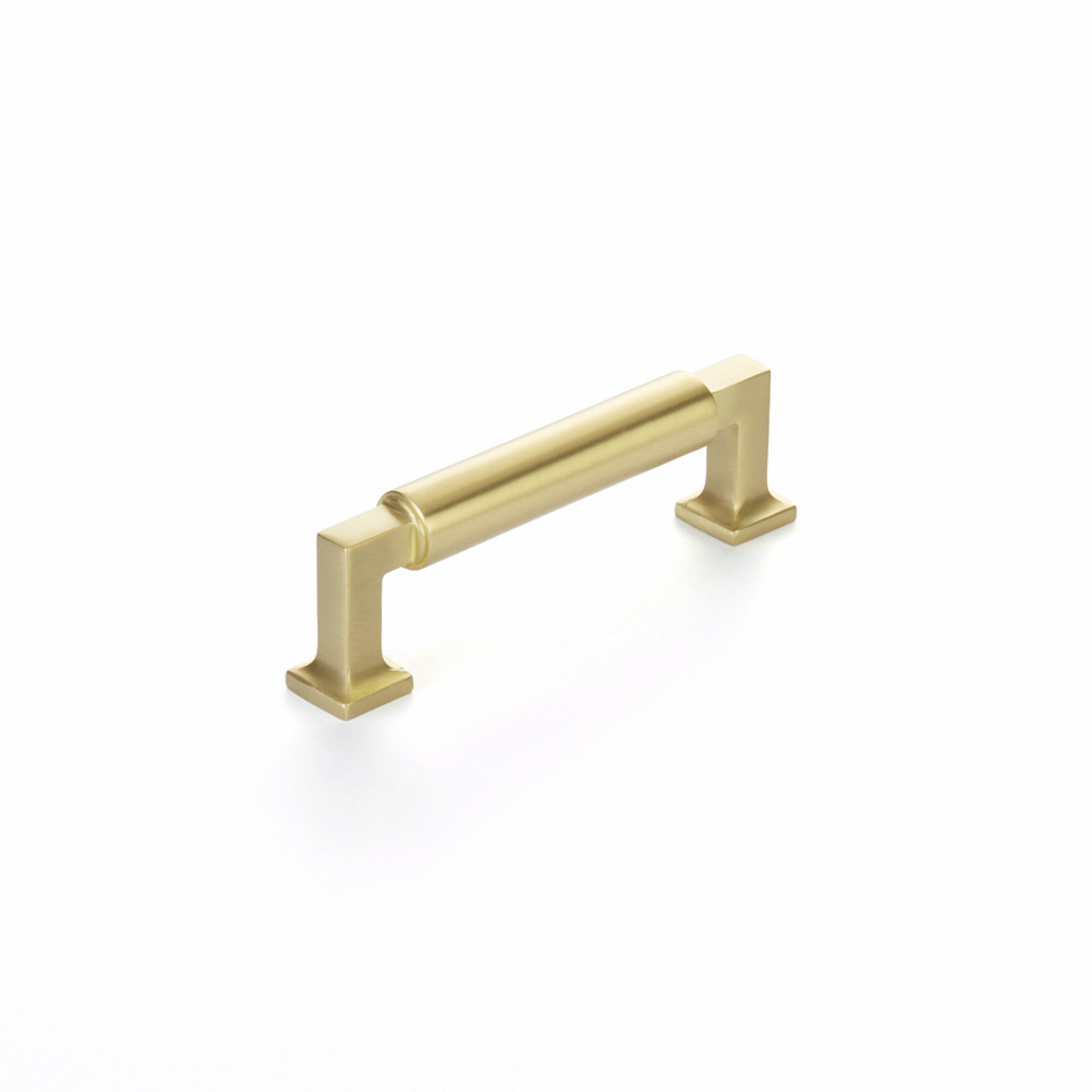 Schaub 477-SB 3-1/2" Center to Center Haniburton Cabinet Pull Satin Brass Finish Sparrow Supply