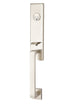 Emtek 4818HLOUS15RH Helios Lever Right Hand 2-3/8" and 2-3/4" Backset Single Cylinder Davos Tubular Handleset Satin Nickel Finish Sparrow Supply