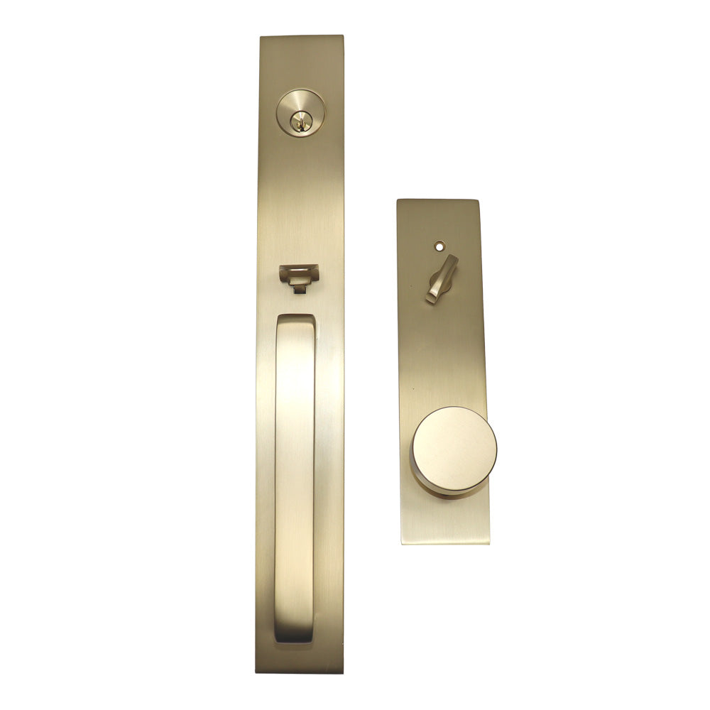 Emtek 4819ROUUS4 Round Knob 2-3/8" and 2-3/4" Backset Single Cylinder Lausanne Tubular Handleset Satin Brass Finish Sparrow Supply