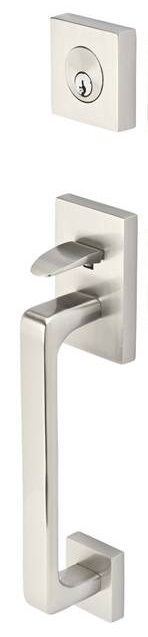 Emtek 4820ROUUS15 Round Knob 2-3/8" and 2-3/4" Backset Single Cylinder Baden Tubular Handleset Satin Nickel Finish Sparrow Supply