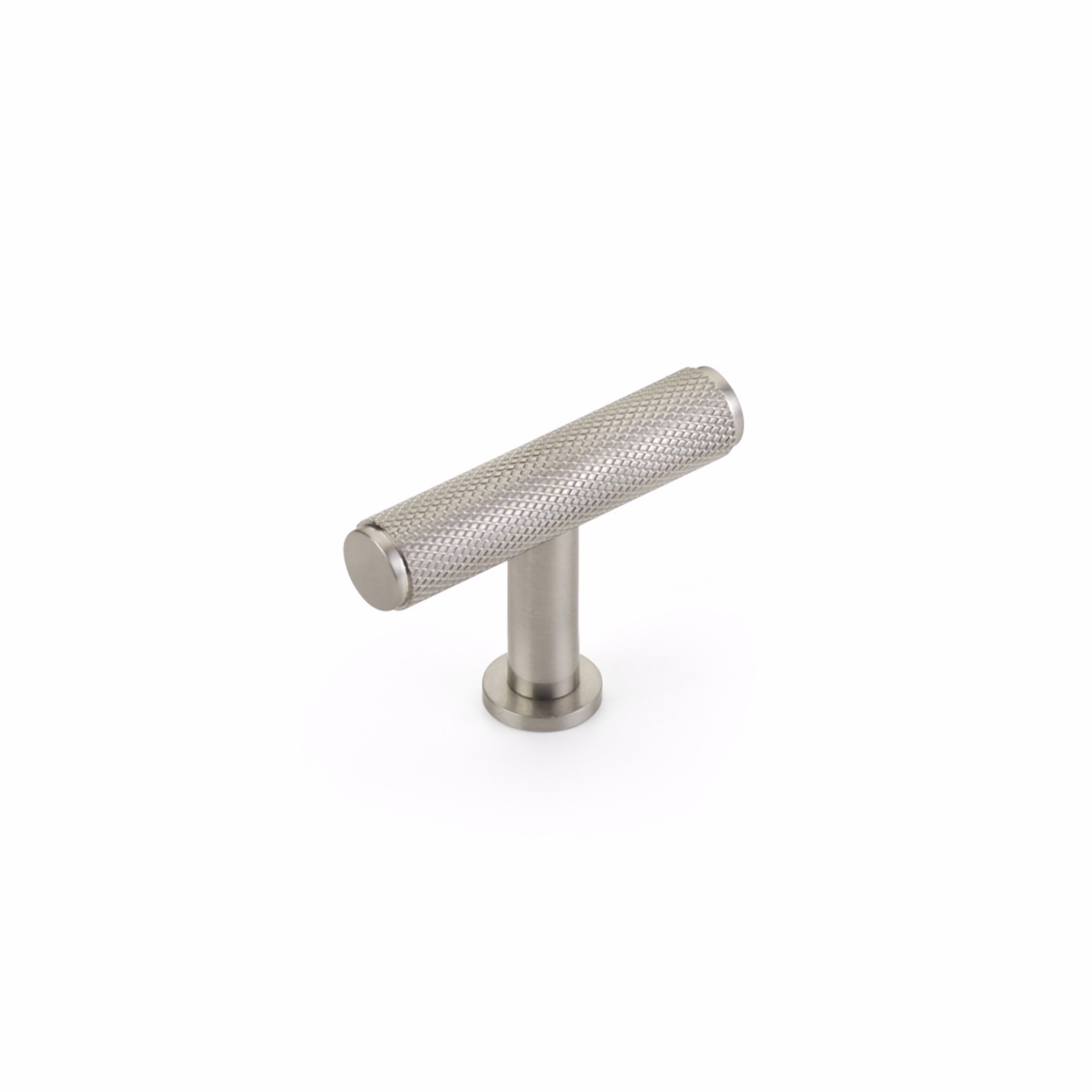 Schaub 5001-BN 2" Center to Center Pub House Knurled T Cabinet Knob Brushed Nickel Finish Sparrow Supply