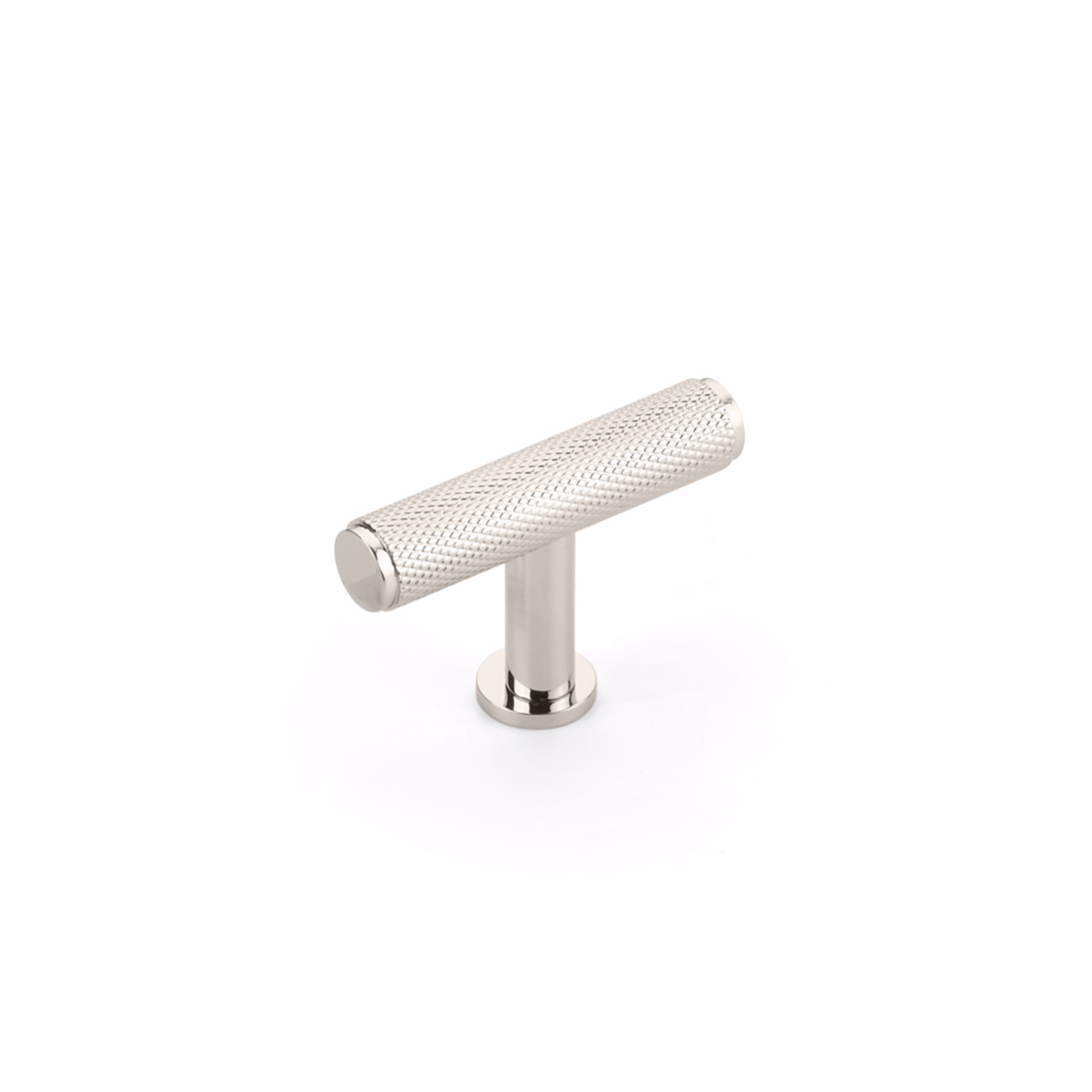 Schaub 5001-PN 2" Center to Center Pub House Knurled T Cabinet Knob Polished Nickel Finish Sparrow Supply